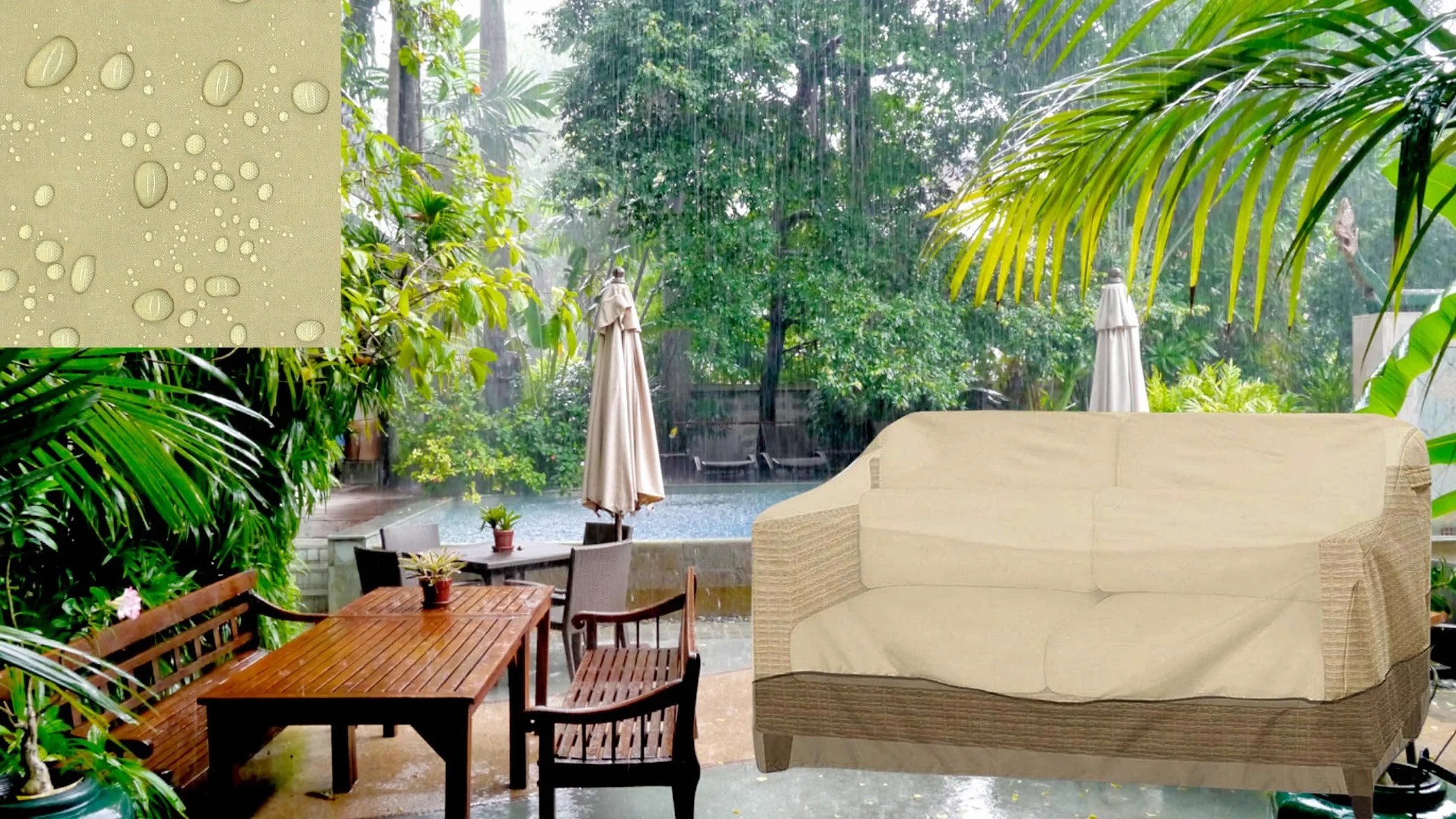 Housse Exterieur Impermeable Canapé Oxford 210D Protection Jardin 193x83x84cm