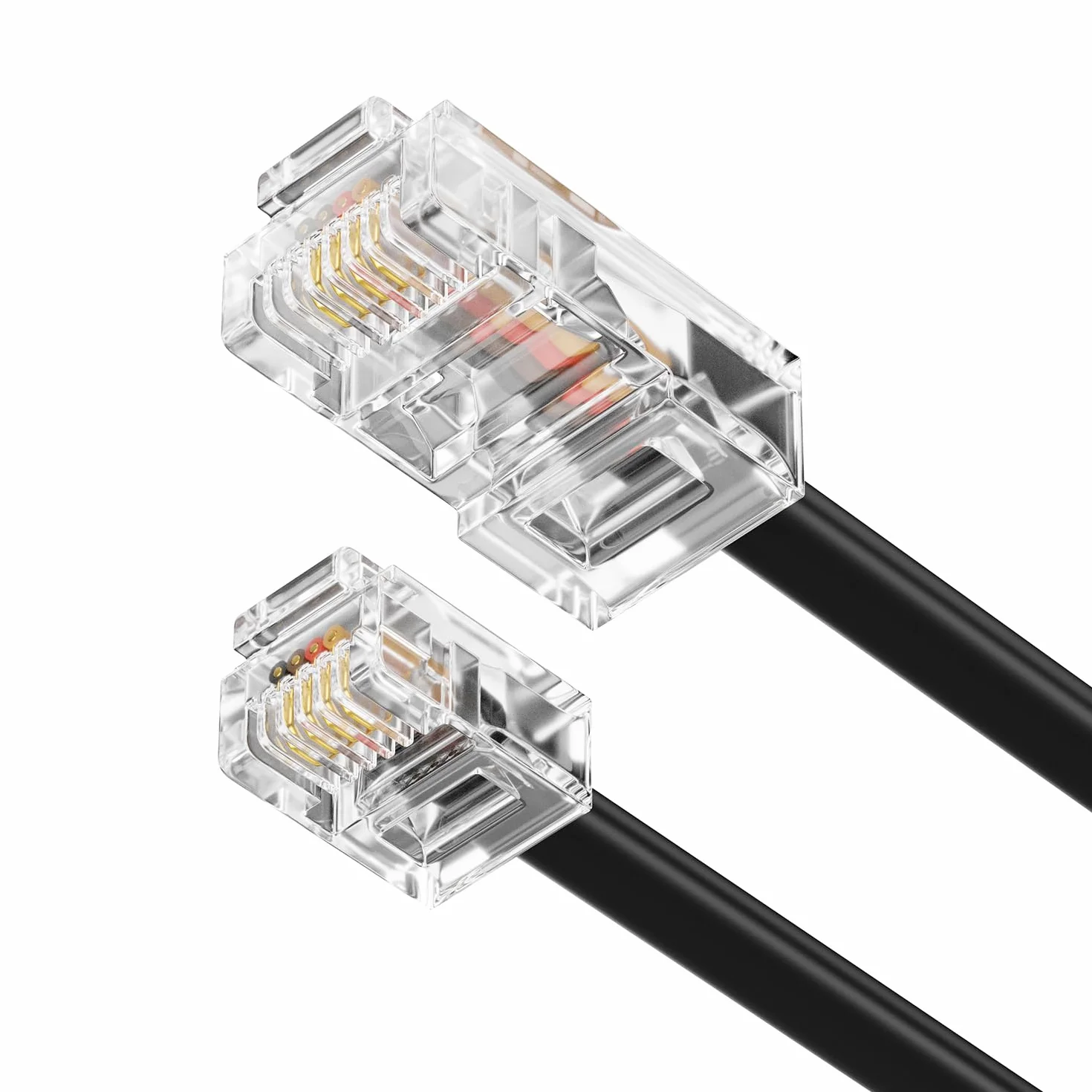 deleyCON 1m Câble Téléphone RJ11 vers RJ45 Modulaire plat Noir