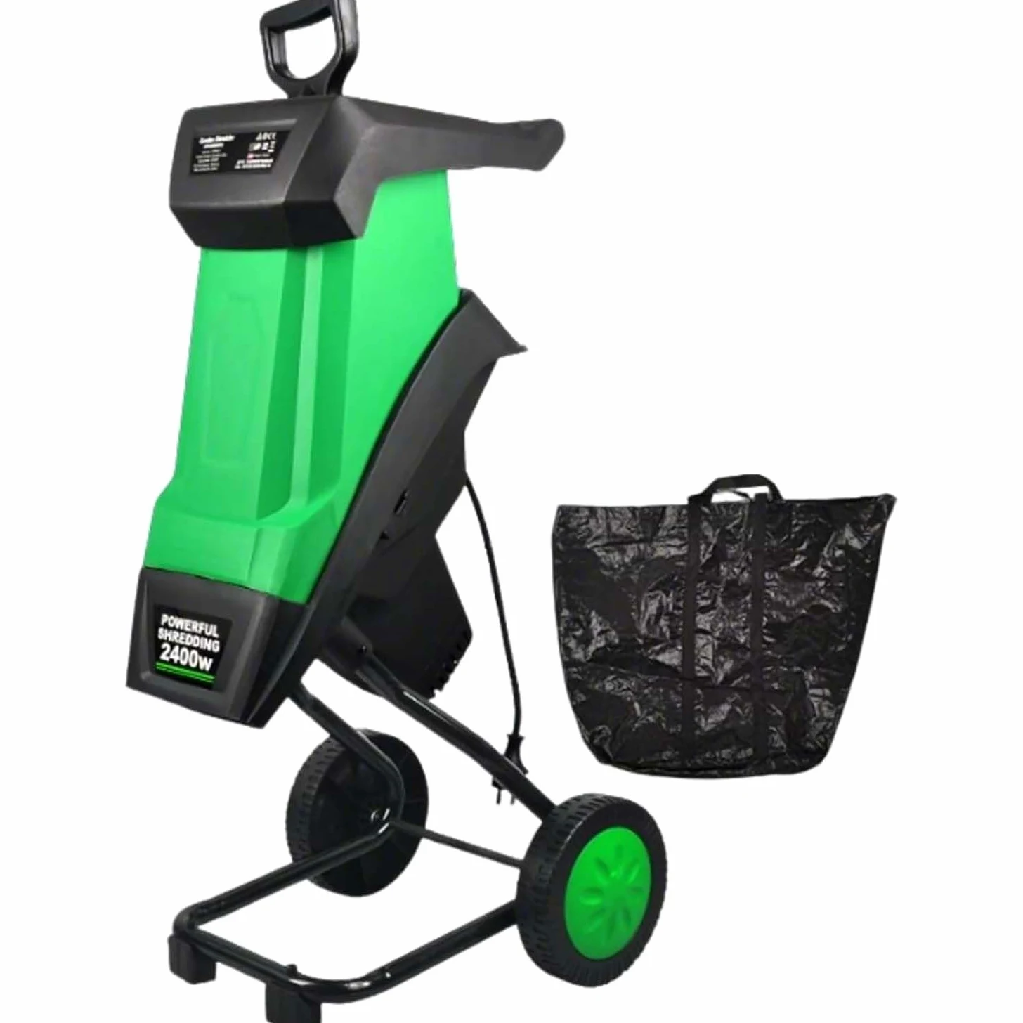 Broyeur De Branches Électrique 2400W Haute Performance Avec Sac 50L, Déchiqueteuse Silencieuse 40mm, Idéal Pour Feuilles, Compost Et Nettoyage De Jardin
