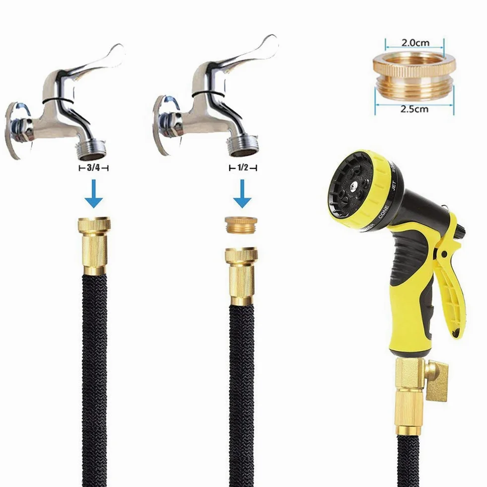 HmiL-U Tuyau d'arrosage 150ft 45m Tube Le Plus Fort avec Latex Double Magique de Jardin avec unpistolet de 9 Fonctions connecteur Solide en Laiton 【Longueur rétractée 50ft】(150ft)