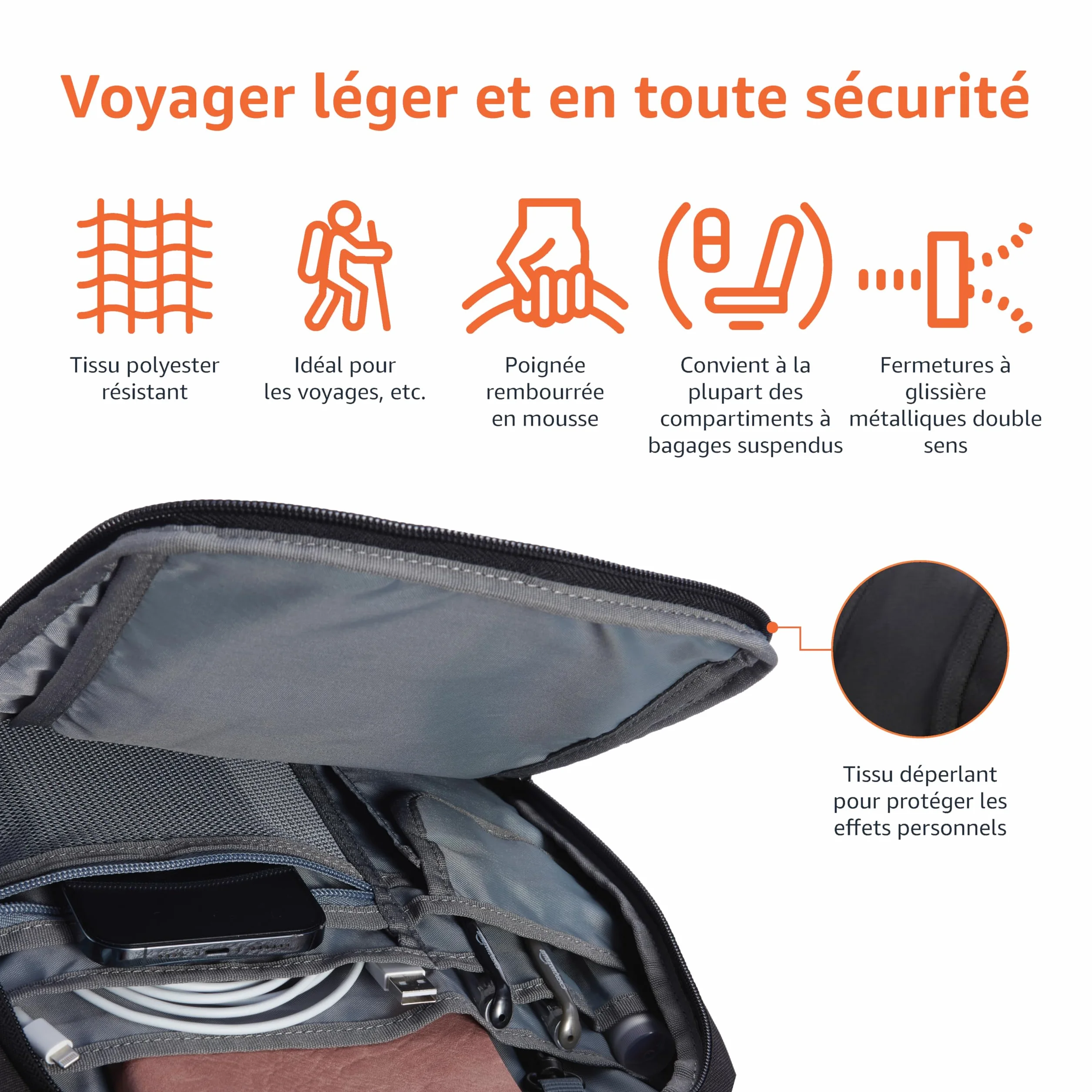 Amazon Basics Sac à dos de voyage pour ordinateur portable 17", Noir