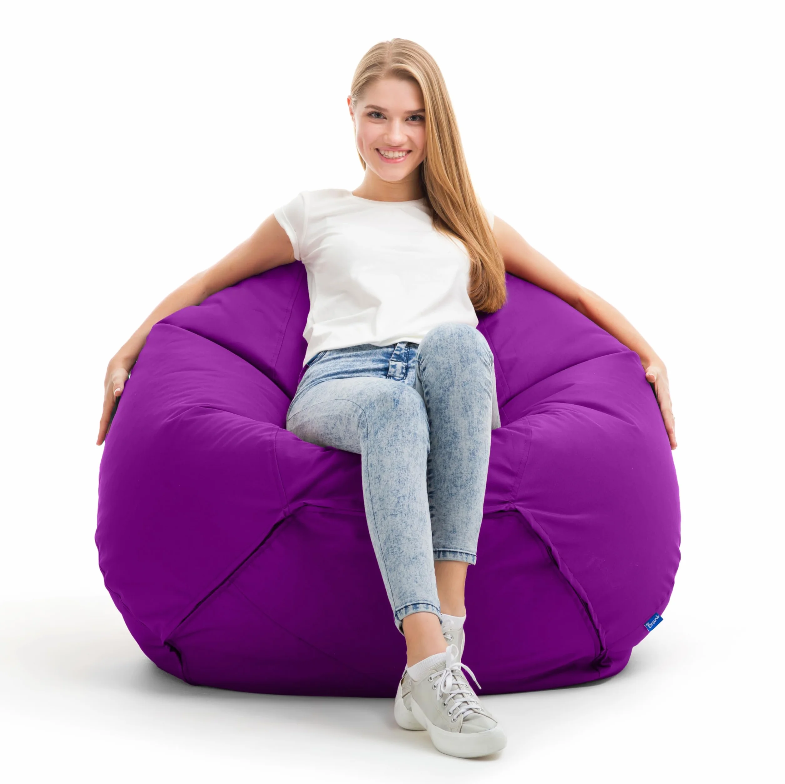 Bruni Pouf Classico XL Violet – Gros Pouf Salon Chambre pour Adultes, Pouf Poire Géant, Bean Bag Intérieur Extérieur Housse Lavable