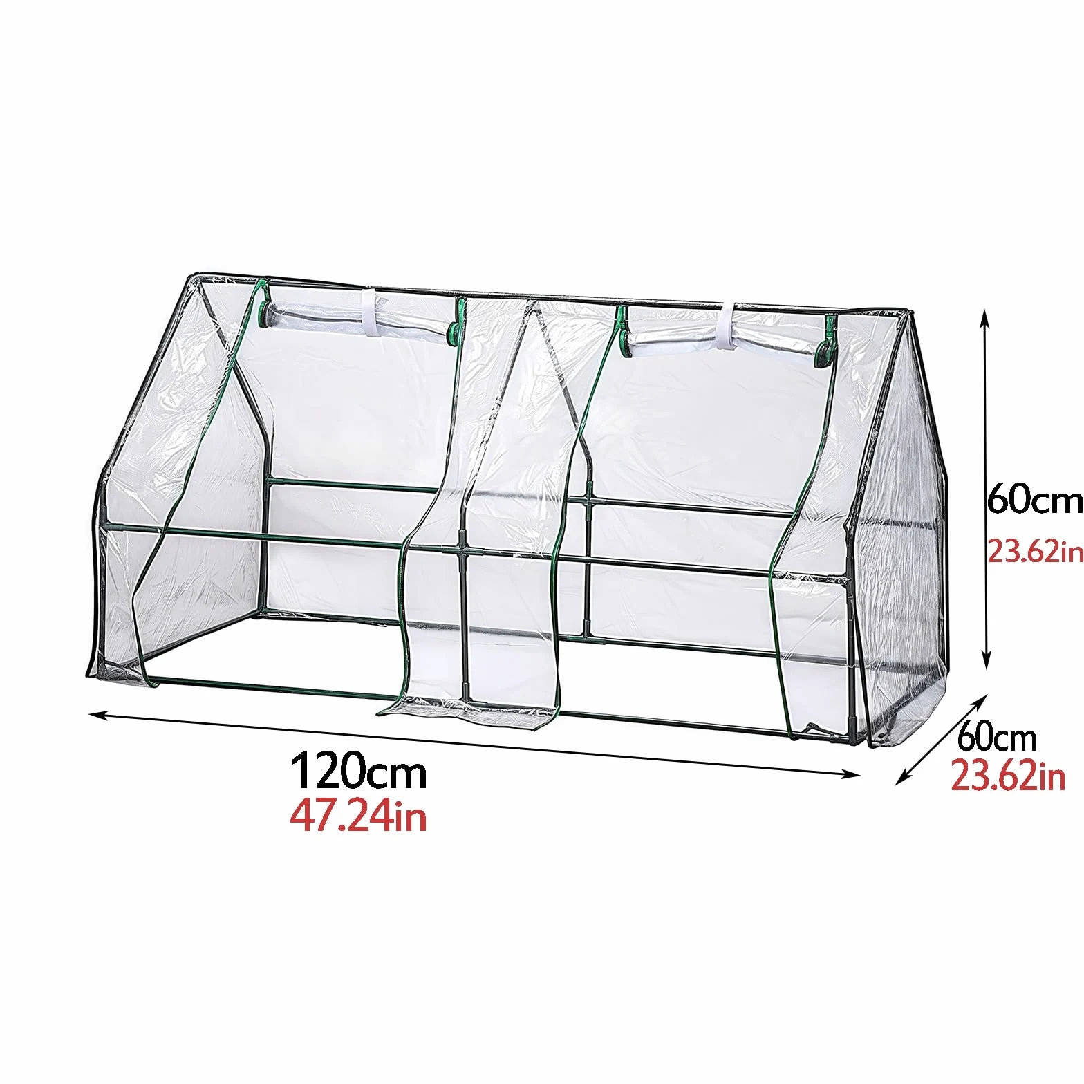 Mini Serre Portable, Petite Serre, Porte zippée Enroulable et Housse en PVC Toutes Saisons, Serres extérieures et intérieures, 120x60x60cm