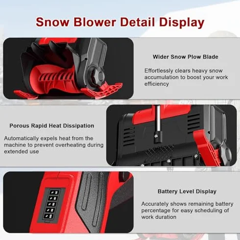 Souffleuse à neige sans fil 21 V, largeur 30 cm, direction réglable 45°, pliable terrasse allée