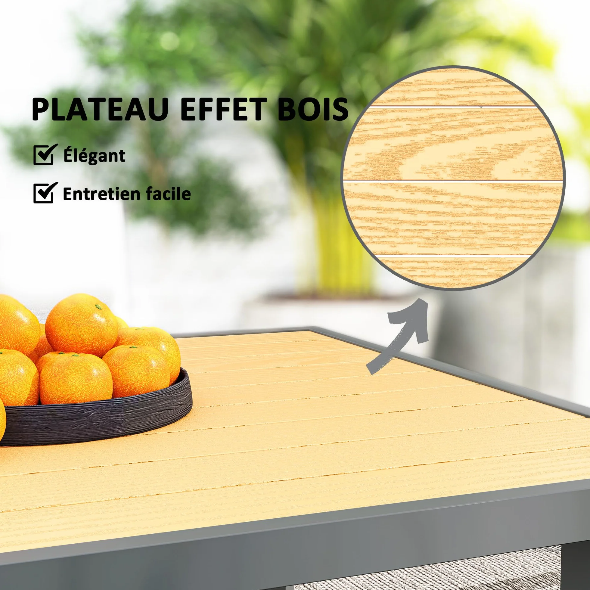 Outsunny Table à Manger de Jardin 6 Personnes, Acier Anti-Rouille, 150 x 90 x 72 cm