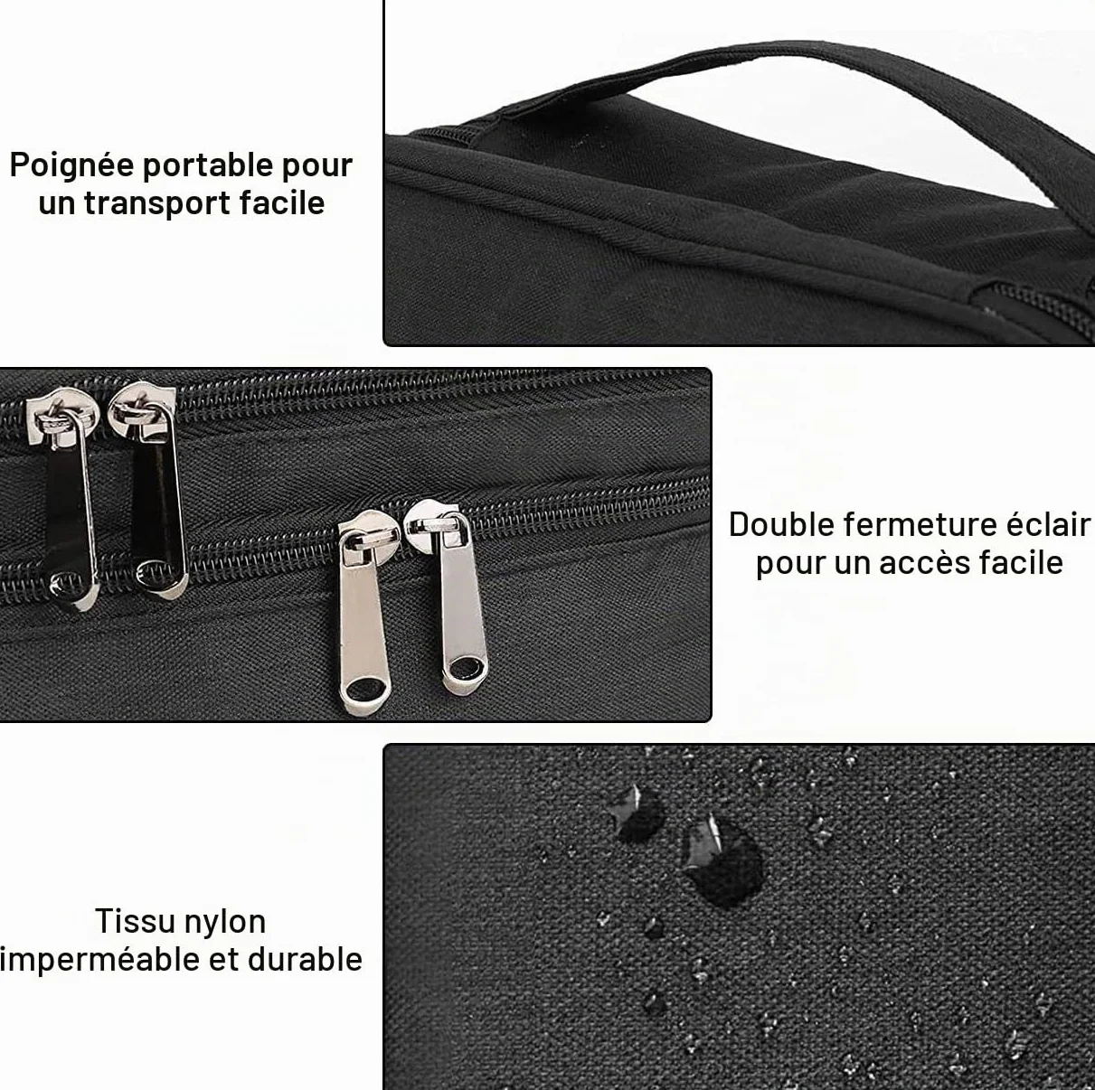Sac Électronique Multifonctionnel Étanche 3 Couches de Rangement Câble Voyage 28 x 21 x 9 cm