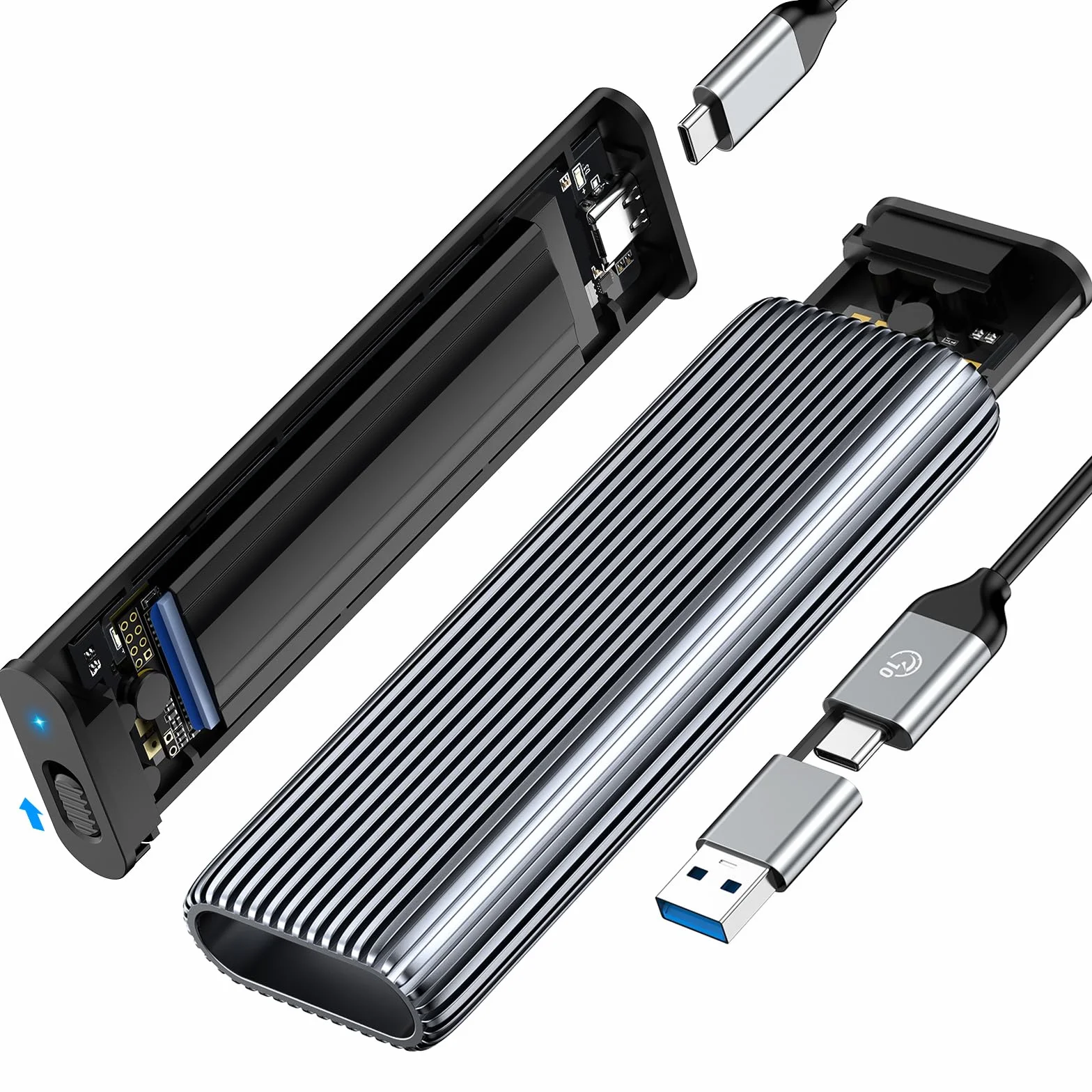 ORICO Boîtier SSD M.2 NVMe USB3.2 Gen2 10Gbps Aluminium sans Outil Dissipateur Thermique Adaptateur M2 USB pour SSD PCIe NVMe M-Key 2230/2242/2260/2280 UASP Trim AM2G2