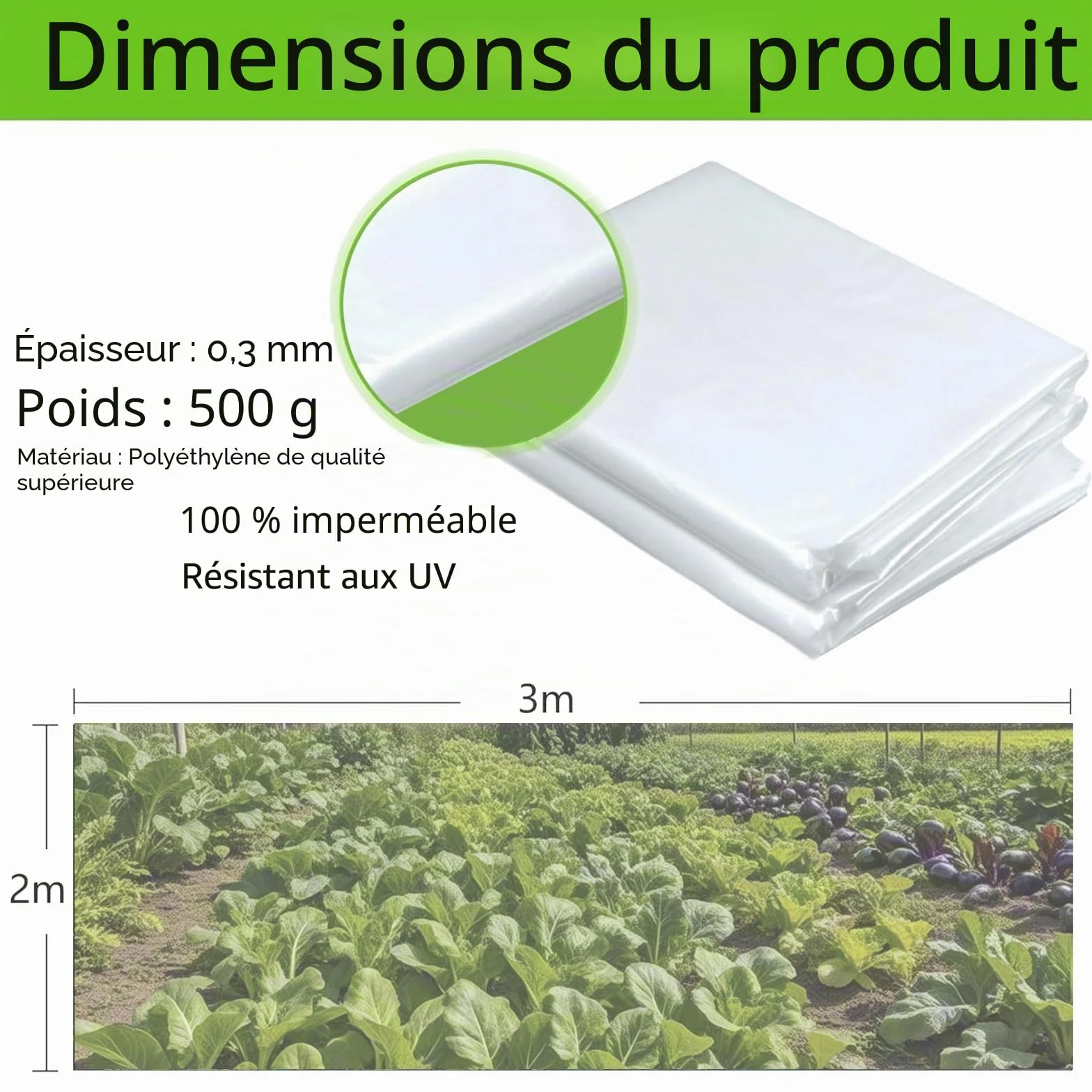 Flintronic Film à Effet de Serre 2 X 3M Polyéthylène Transparent Extra épais 250Mu