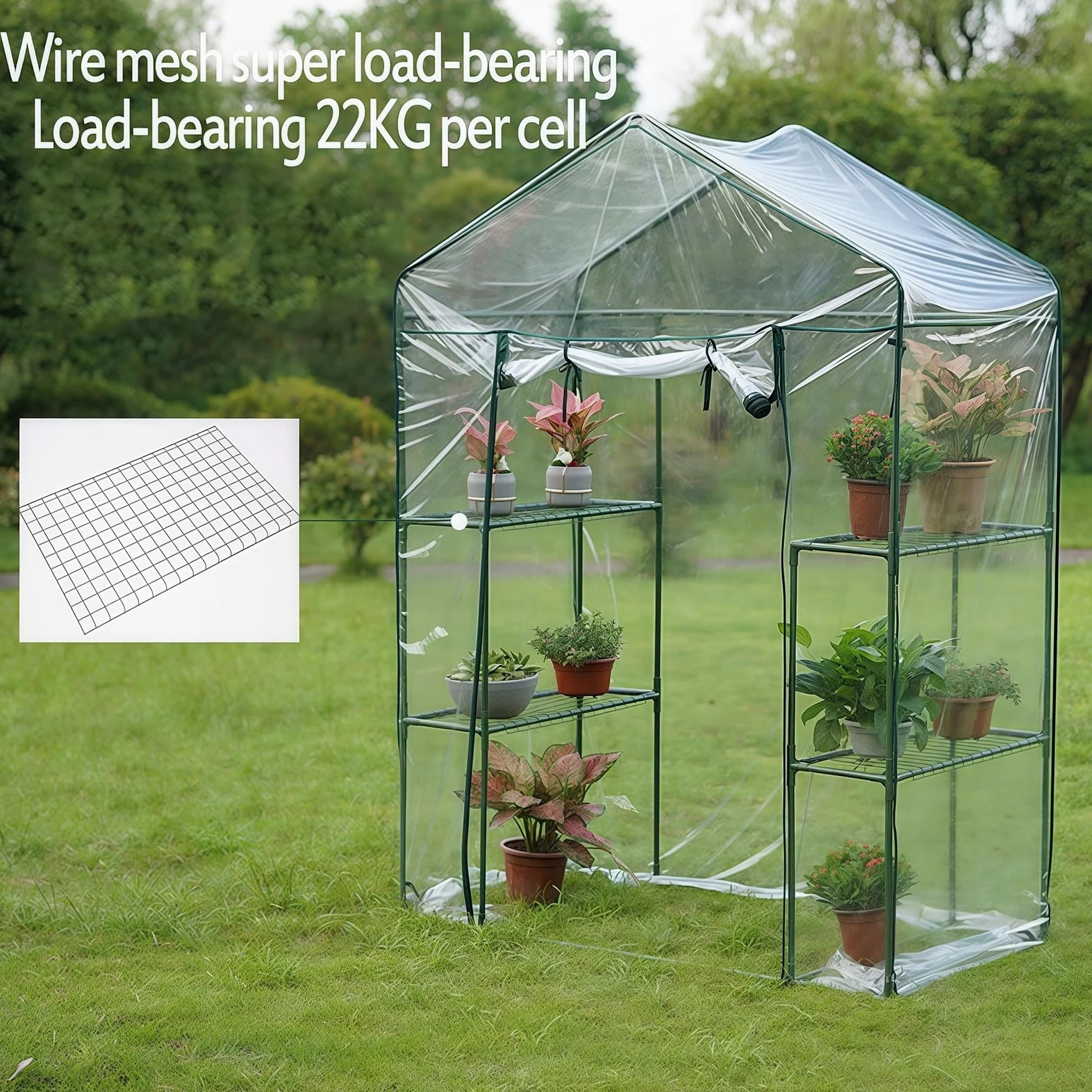 Serre D'extérieur, Petite Serre Botanique avec Portes, Bâche en PE Résistante, Parois Portables en Plastique pour D'intérieur et D'extérieur