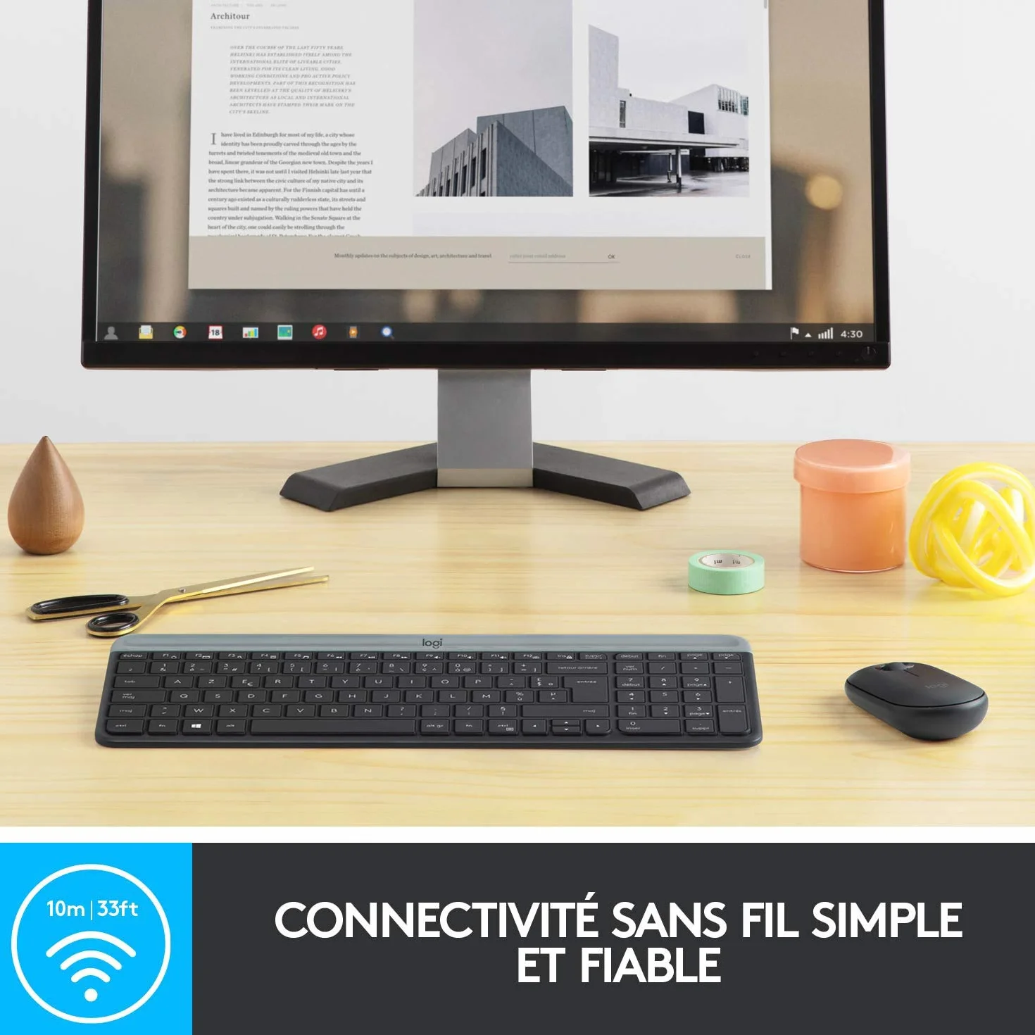 Logitech MK470 Combo Clavier et Souris sans Fil AZERTY Français Noir