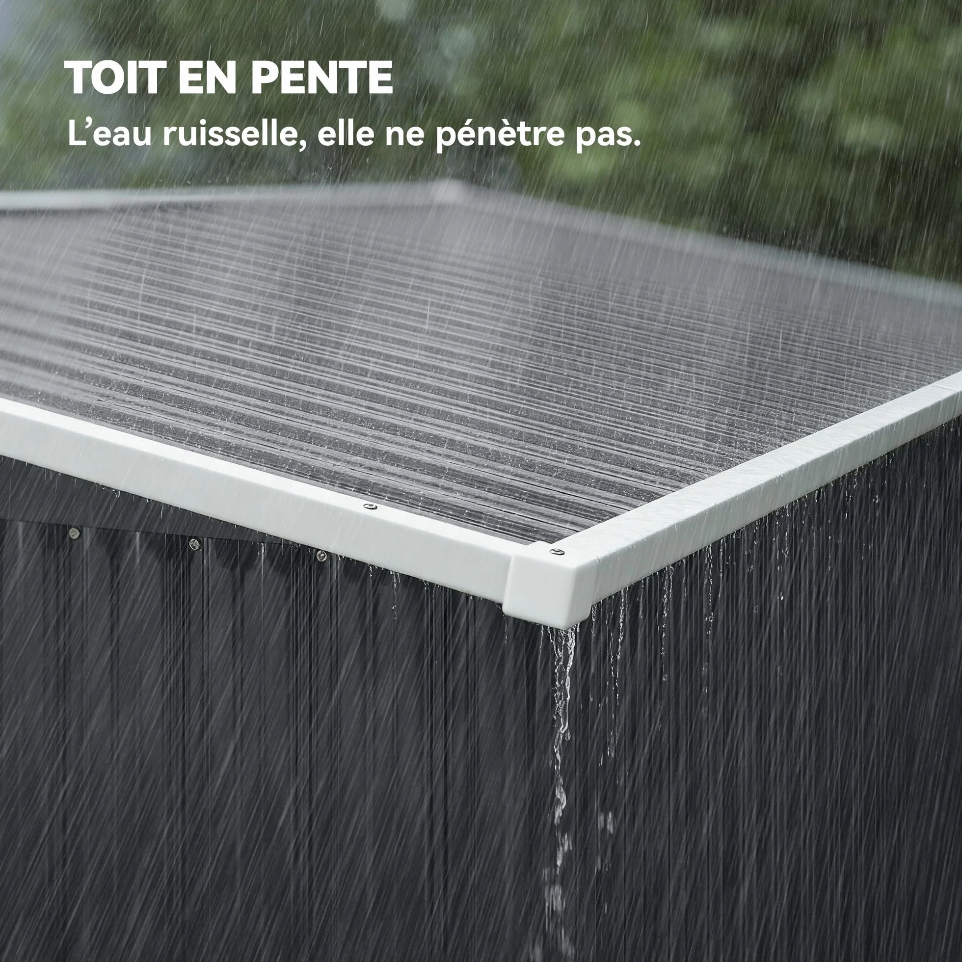 Outsunny Abri de Jardin métal 234 x 132 x 185 cm Triple Porte verrouillable Toit incliné Acier galvanisé Gris foncé