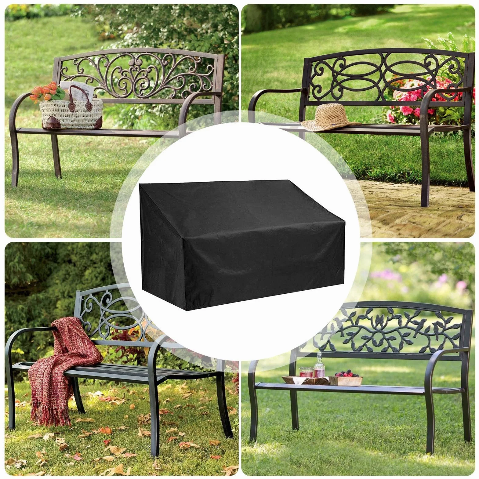 Housse Banc de Jardin 2/3/4 Places, Protection Extérieur Étanche Anti-UV 210D Oxford