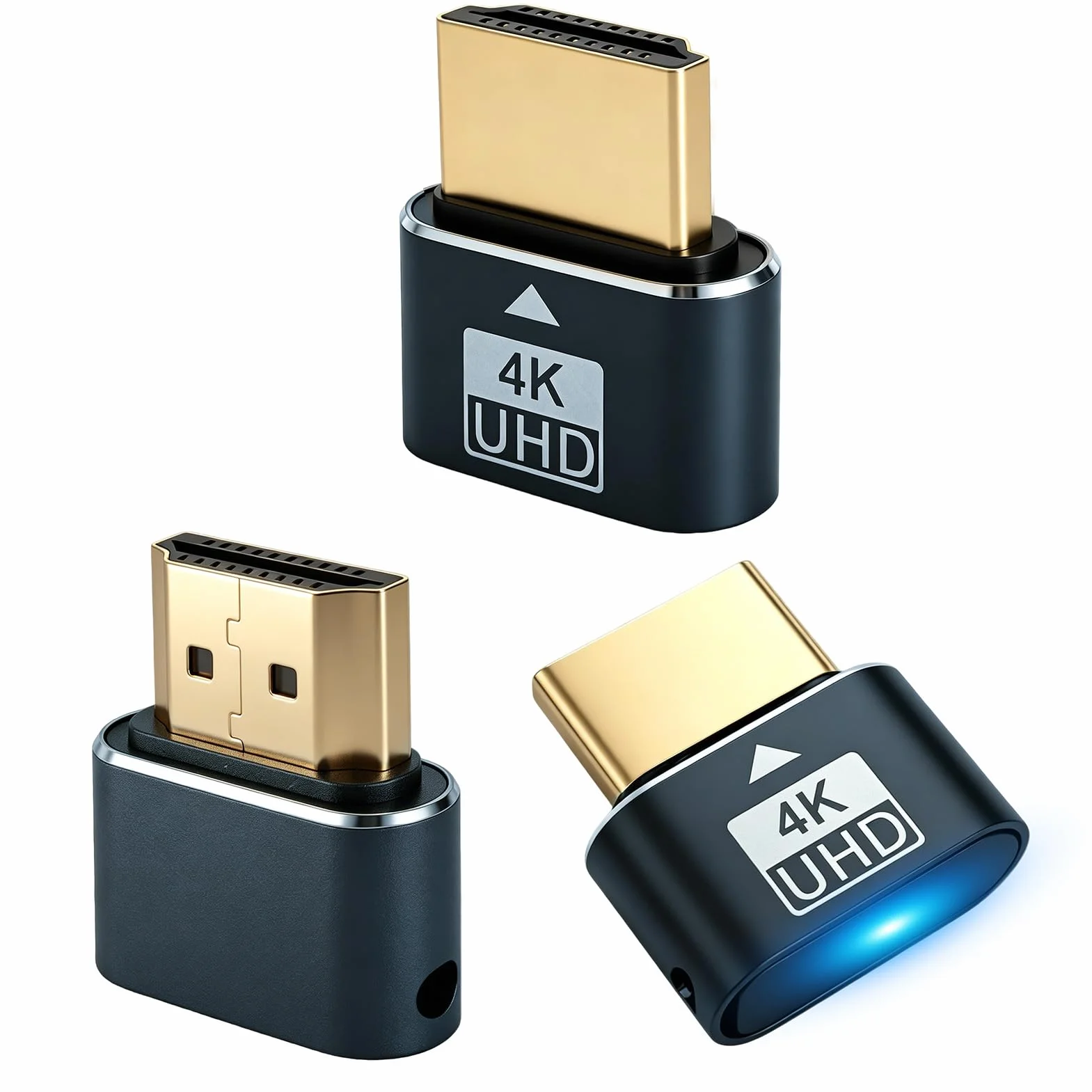 Lot de 3 HDMI Dummy Plug 4K@60Hz, Émulateur d'Affichage Virtuel pour PC, Serveur, Minage GPU