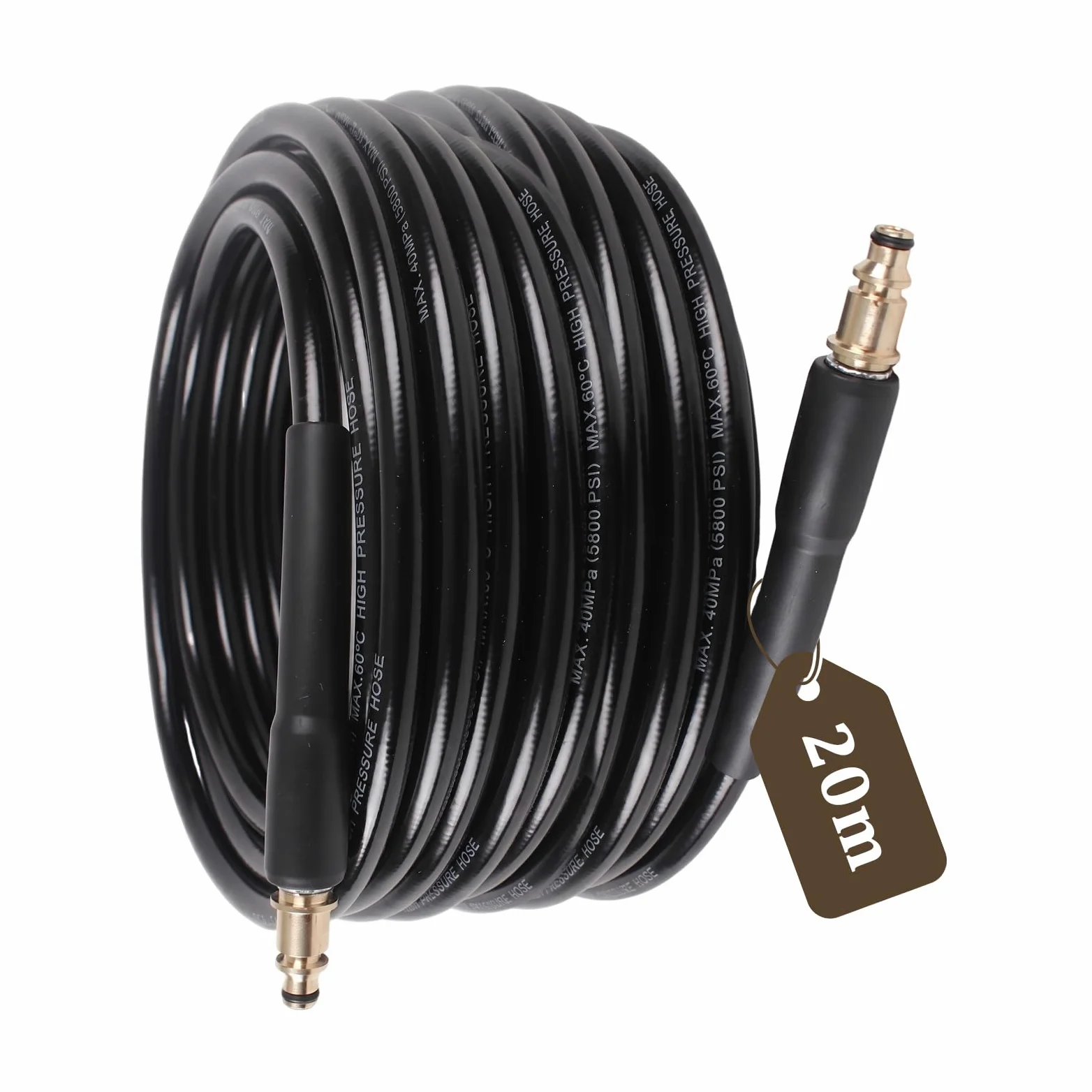 JIAC 20M Flexible Tuyau Nettoyeur Haute Pression Compatible Kärcher K Série(K2 K3 K4 K5 K6 K7) Tuyau de Rechange Pression Haute Accessoires avec Tuyaux D'extension Connecteur Rapide Poignée