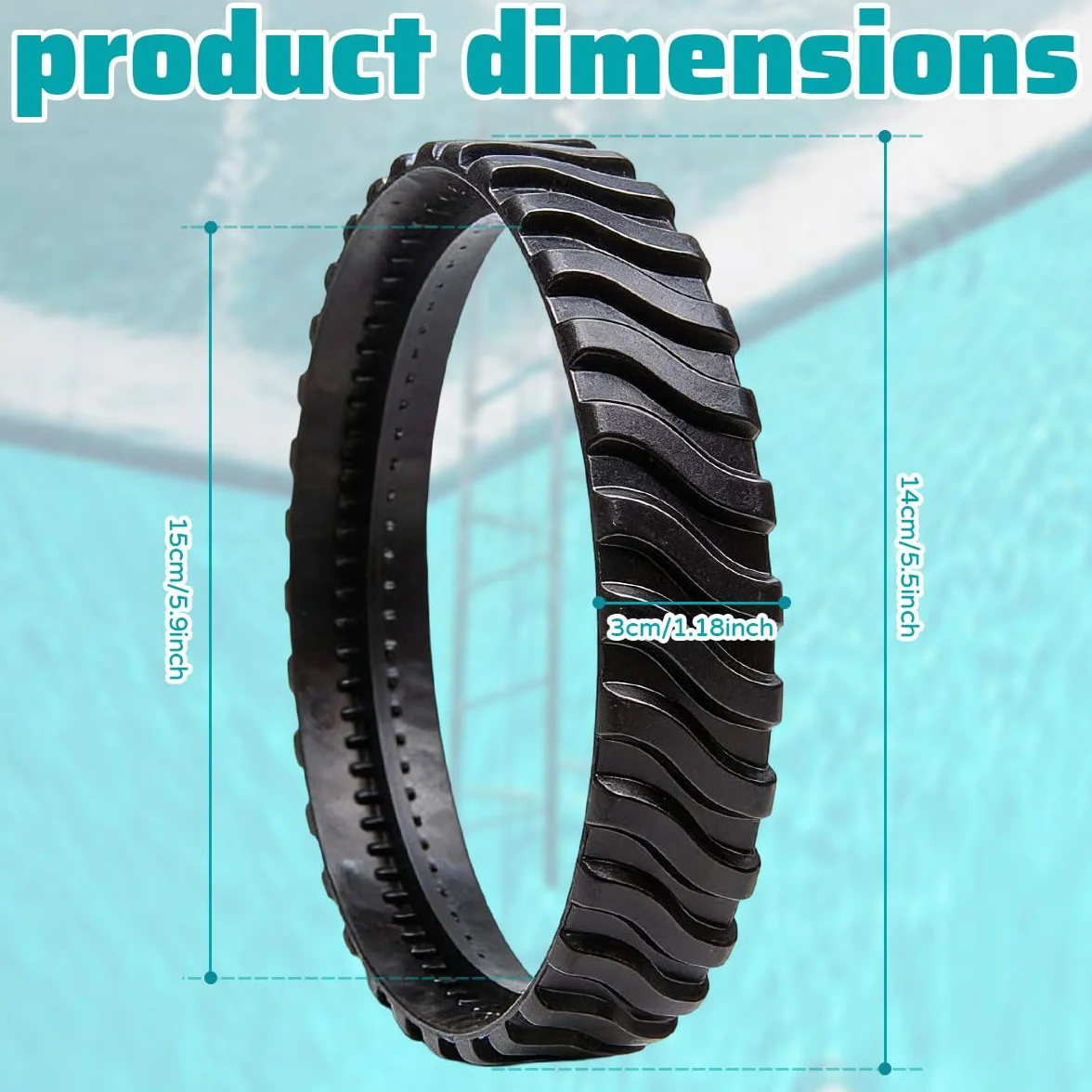 Courroie d'Entraînement de Chenille de Rechange Compatible avec Zodiac Mx8 Mx6 Baracuda pour Nettoyage de Piscine
