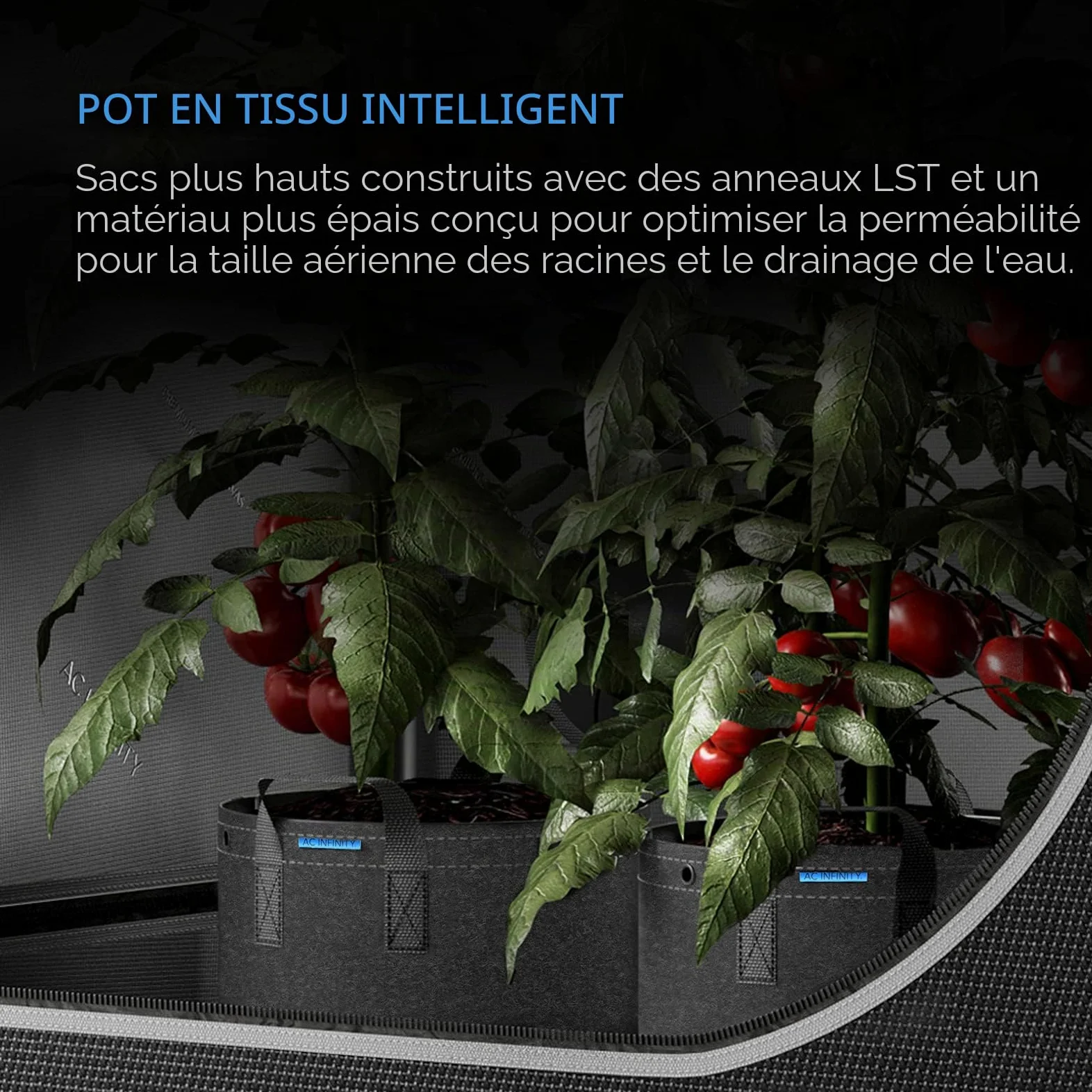 AC Infinity Lot de 5 pots, tissu résistant, sacs de culture réutilisables à aération, 22,7 l, tissu non tissé épais de 500 g, anneaux multi-usages, palissage en douceur des fruits, légumes et fleurs | Lot de 5 anneaux multifonctions en tissu non tissé épa