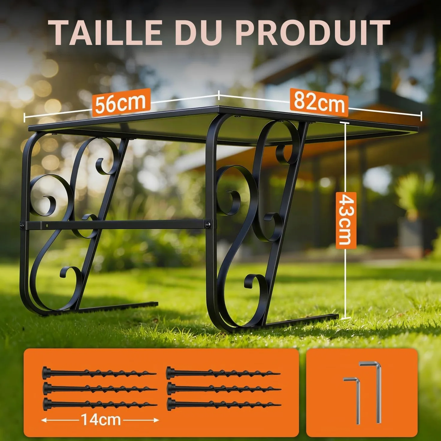 Garage pour robot tondeuse avec pieds en métal - Toit de protection pour carport - Toit pour tondeuse à gazon, robot-tondeuse - Protection UV | Idéal contre la pluie et la grêle 43x56x82cm