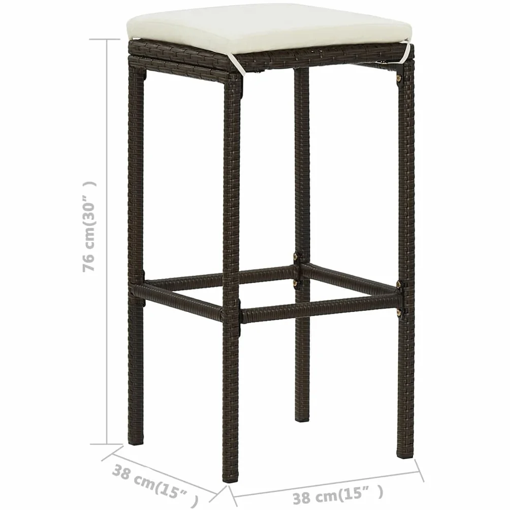 Ensemble de Bar de Jardin avec Coussins 5 pcs Marron Mobilier de Jardin Brun
