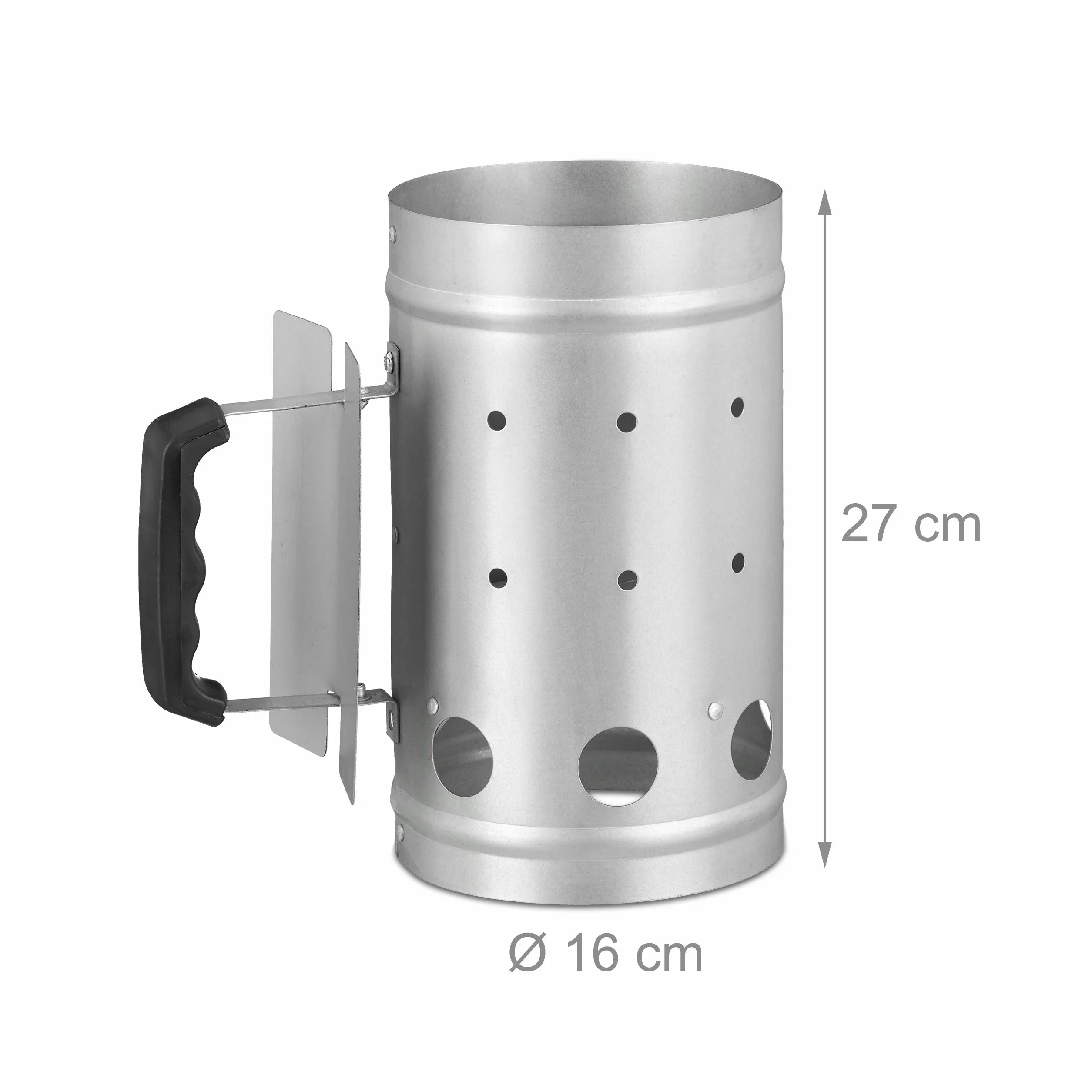 Relaxdays Cheminée d’allumage charbon acier allume feu barbecue HxD 27 x 16 cm grill starter argent