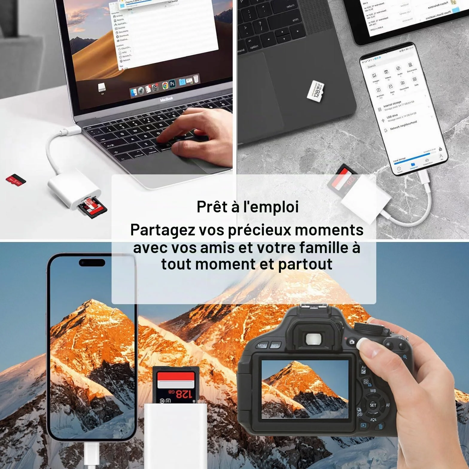 Lecteur de Carte SD pour iPhone iPad, Lightning Adaptateur SD Micro SD