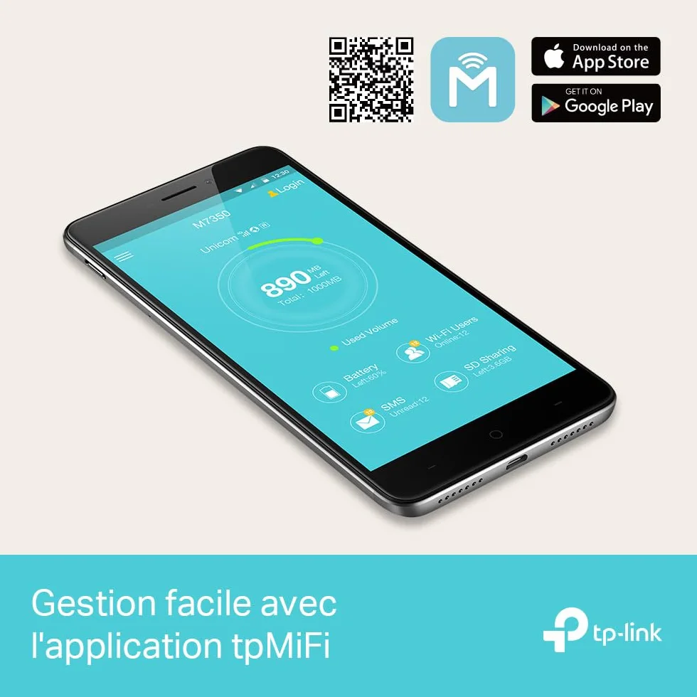 TP-Link M7350 Routeur 4G Modem 150Mbps Hotspot Batterie 2000mAh Déverrouillé