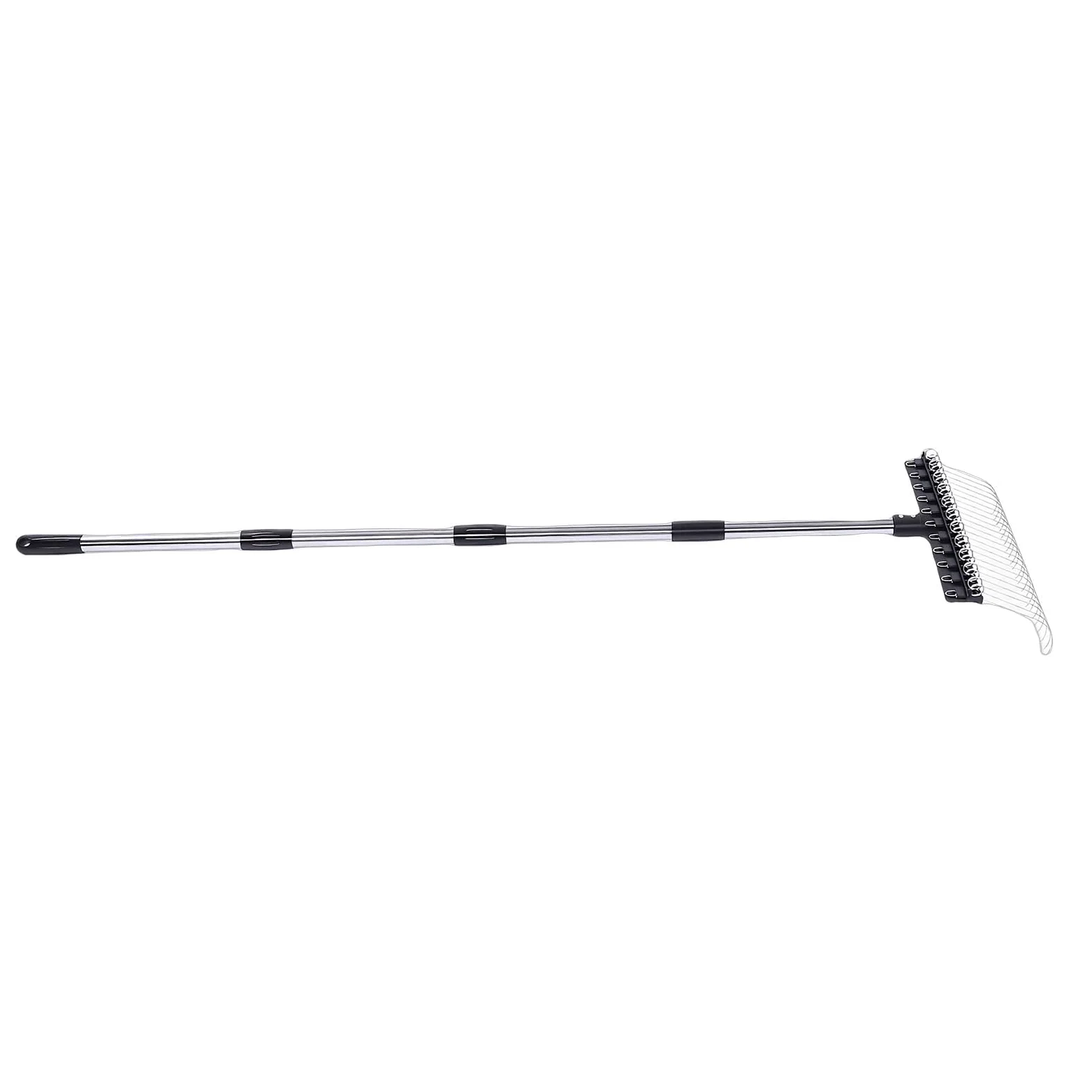 Cocoarm Râteau Jardin 41,5cm Acier Trempé Réglable Noir | Dents flexibles, 4 sections, léger, feuilles, gravier, paillis