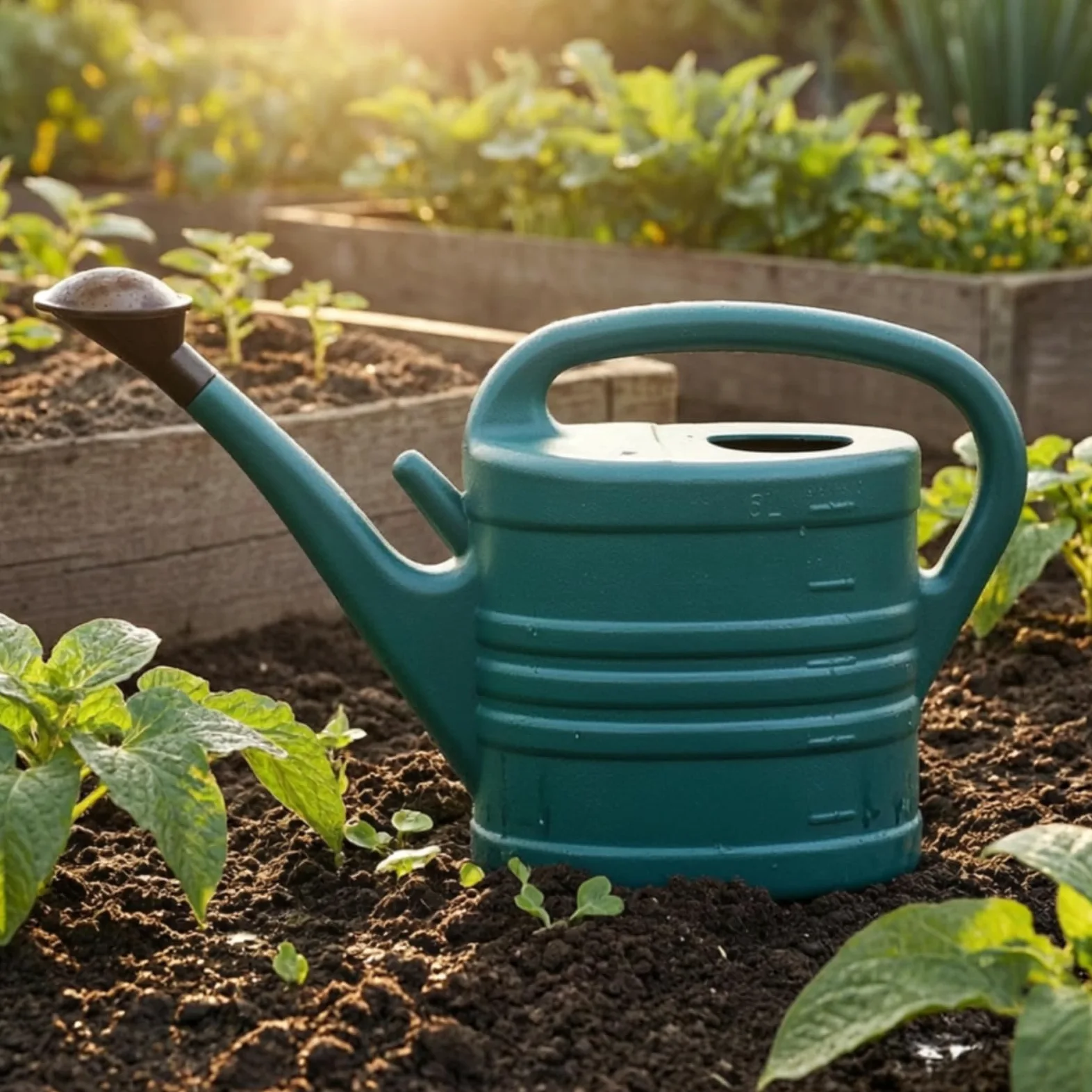 Arrosoir avec Pomme Polyvalent, Vert Foncé, 3L | Pratique, Robuste, Contenant, pour Serre, Jardiniers