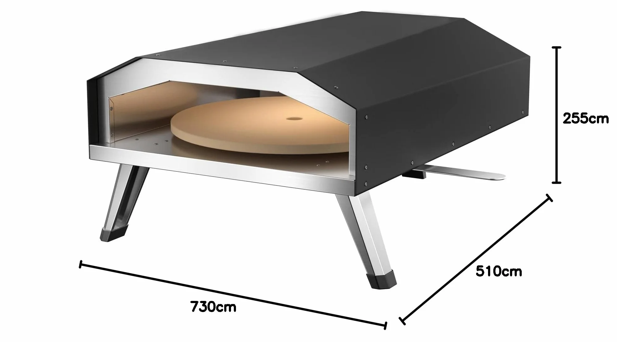 Gas Pizzaofen mit Pizzastein Ø330mm Drehfunktion tragbar für Garten Outdoor