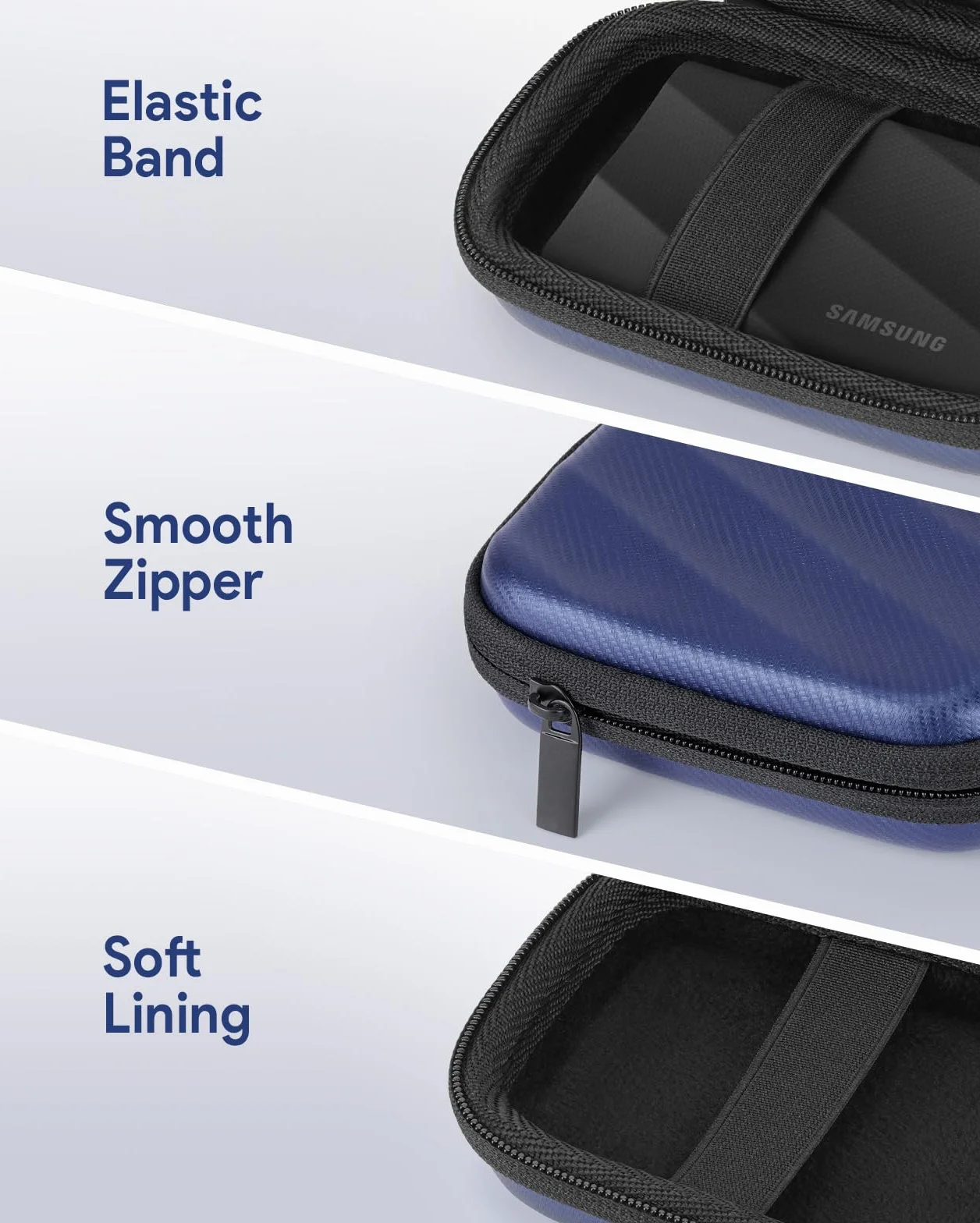 Coque SSD Samsung T9 T7 Shield T7 T7 Touch étui de voyage rigide bleu