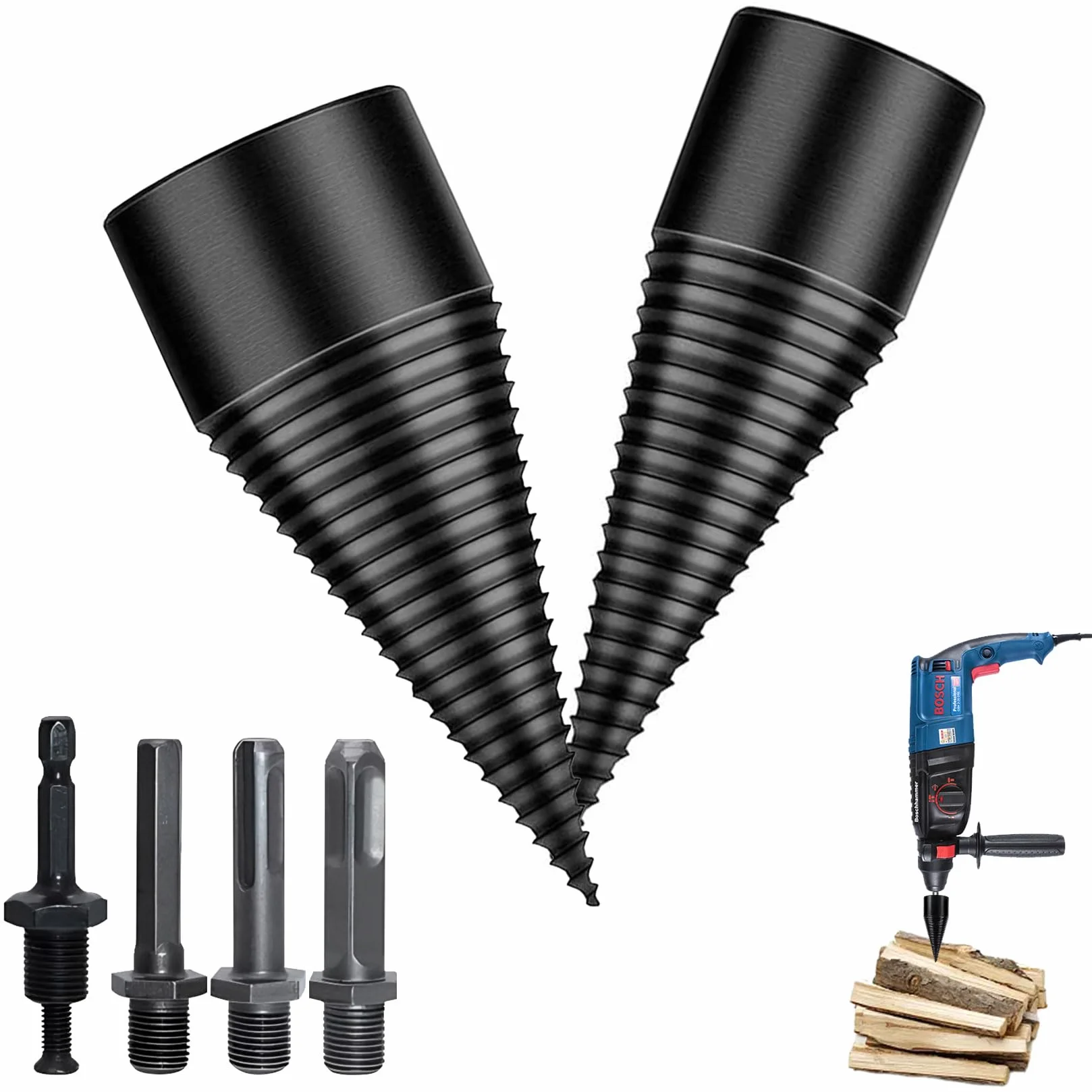 Foret Fendeur De Bois 42 mm 32 mm - Kit De Vis Conique Avec 4 Poignées De Perçage