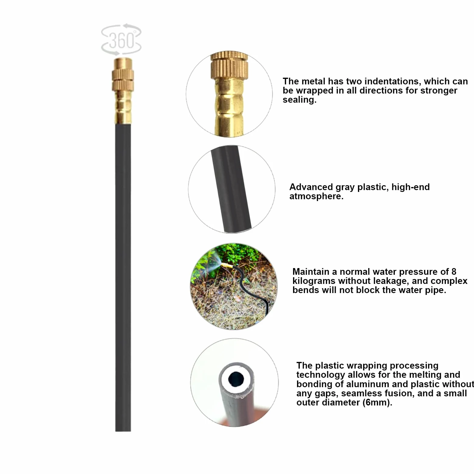 Kit d'irrigation goutte à goutte, système d'arrosage automatique de jardin, connecteur rapide et compte-gouttes à 360 degrés, buse en cuivre, système d'arrosage pour plantes de jardin, pelouse, cour