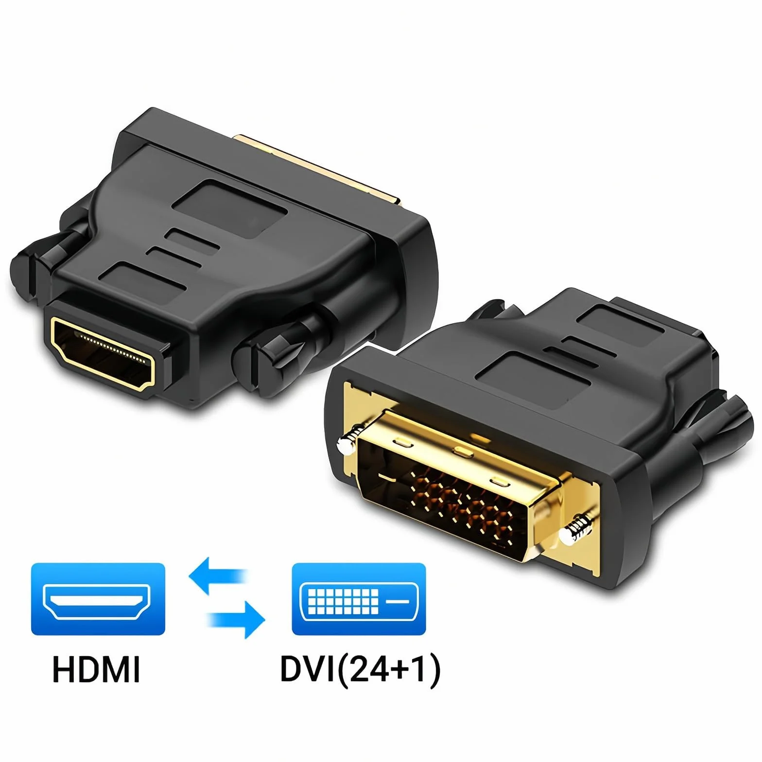 MMOBIEL Adaptateur HDMI vers DVI Bidirectionnel DVI-D Mâle Dual Link vers HDMI Femelle 1080p Full HD 60Hz Connecteur Or