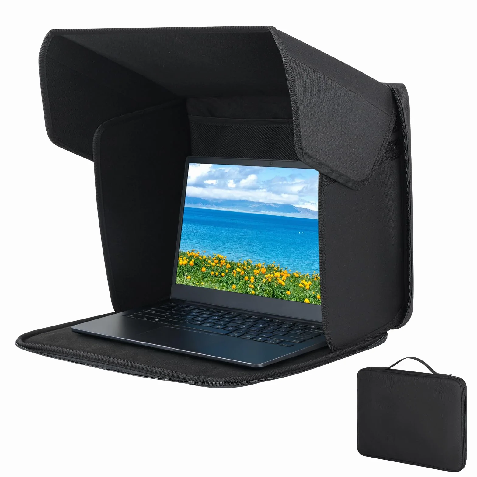 Pare-Soleil Universel pour Ordinateur Portable 12-16 Pouces, Cache-Écran Rabattable 2-en-1 Anti-Reflet Filtre de Confidentialité
