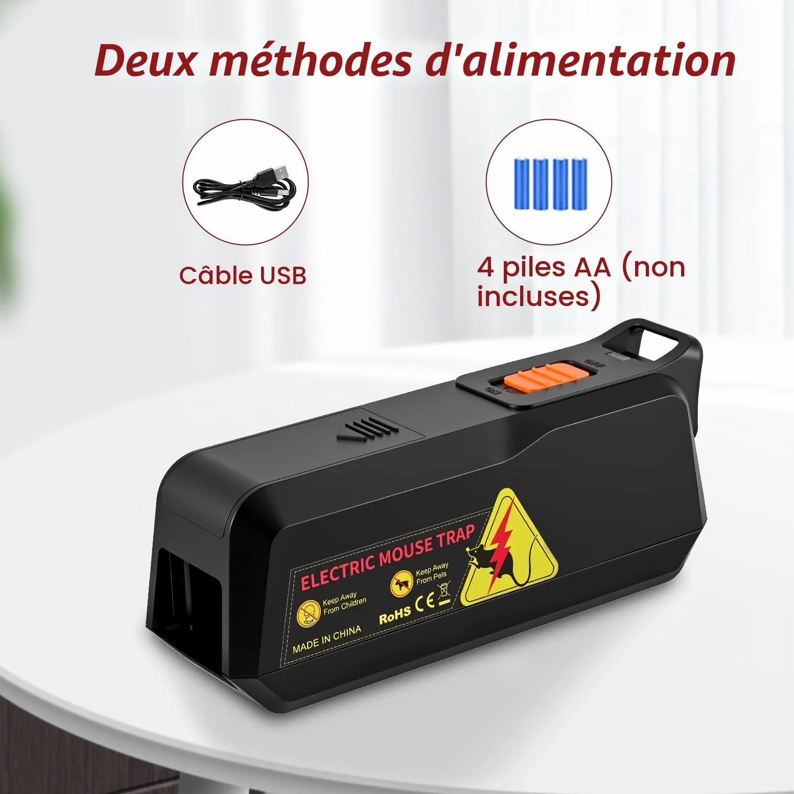 Piège à Souris Électrique, Tueur de Rats/Souris Haute Tension, Réutilisable & Facile à Nettoyer - pour Maison, Jardin, Grenier