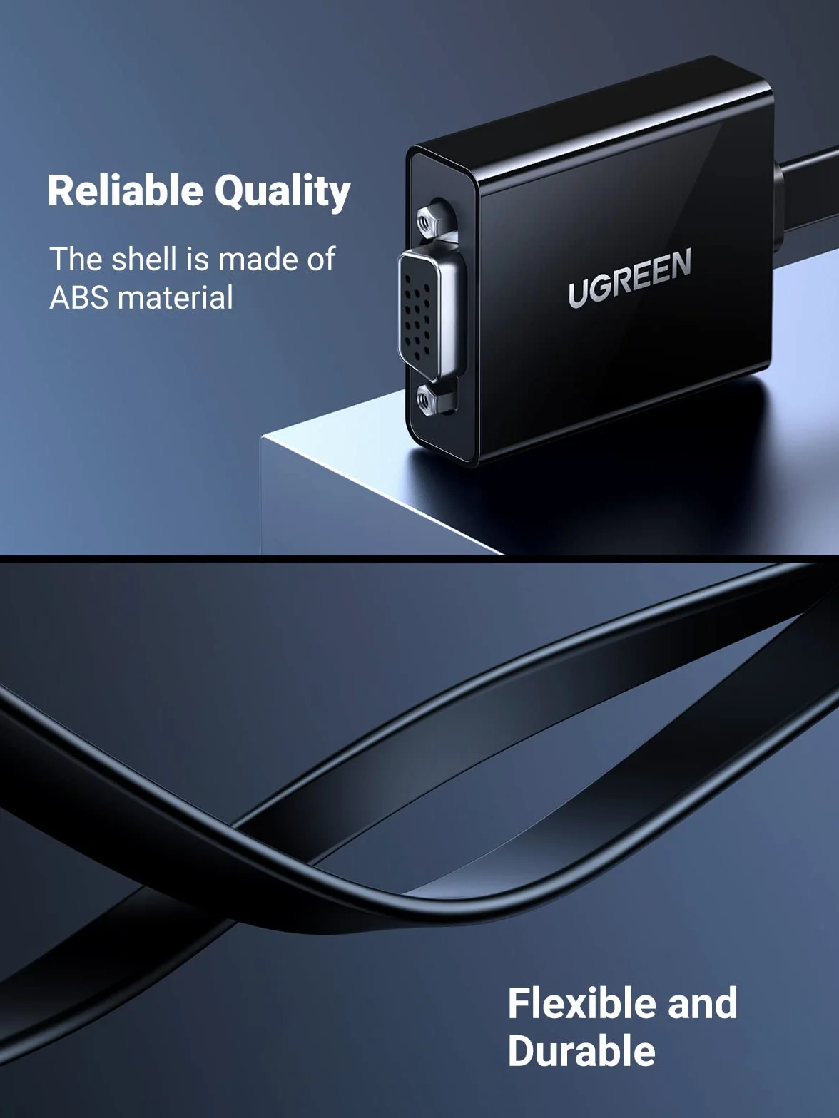 Ugreen Adaptateur HDMI vers VGA 1080p Sortie Audio Micro USB Noir