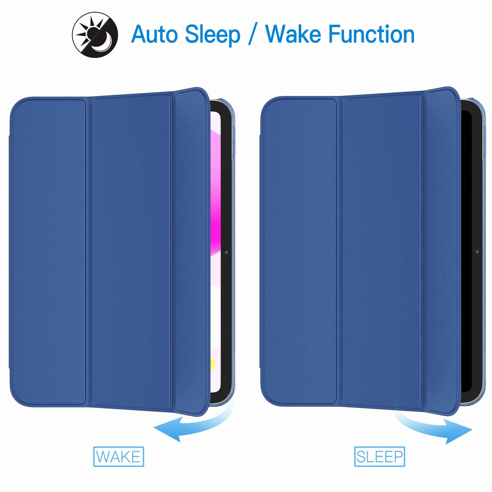 JETech Coque iPad A16 11ème 10ème Génération 2025 2022 Support Mince Dos Dur Housse Étui Veille Réveil Automatique Marine