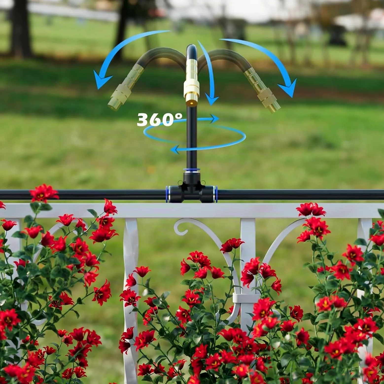 Système d'Irrigation Goutte à Goutte, Arrosage Automatique pour Jardin, Buse Brumisatrice Réglable 360°, Tête d'Arroseur Rotative à Haut Débit pour Jardin, Terrasse et Plantes en Pot (30M)