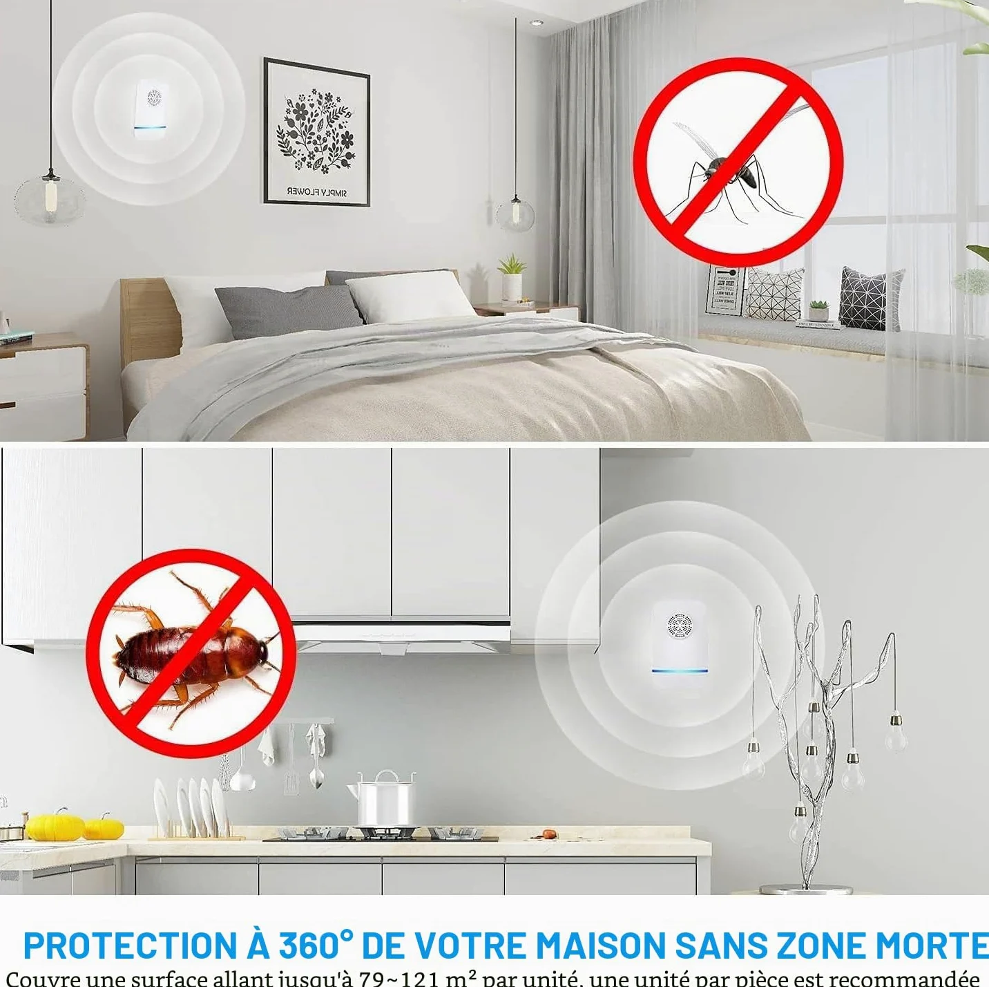 Répulsif Ultrasonique pour Souris 4Pack,Anti-Rats,Silencieux,Non-Toxique, Efficace Contre Les Souris et Les Rats,sans Radiation Répulsif à Ultrasons Anti Rongeurs