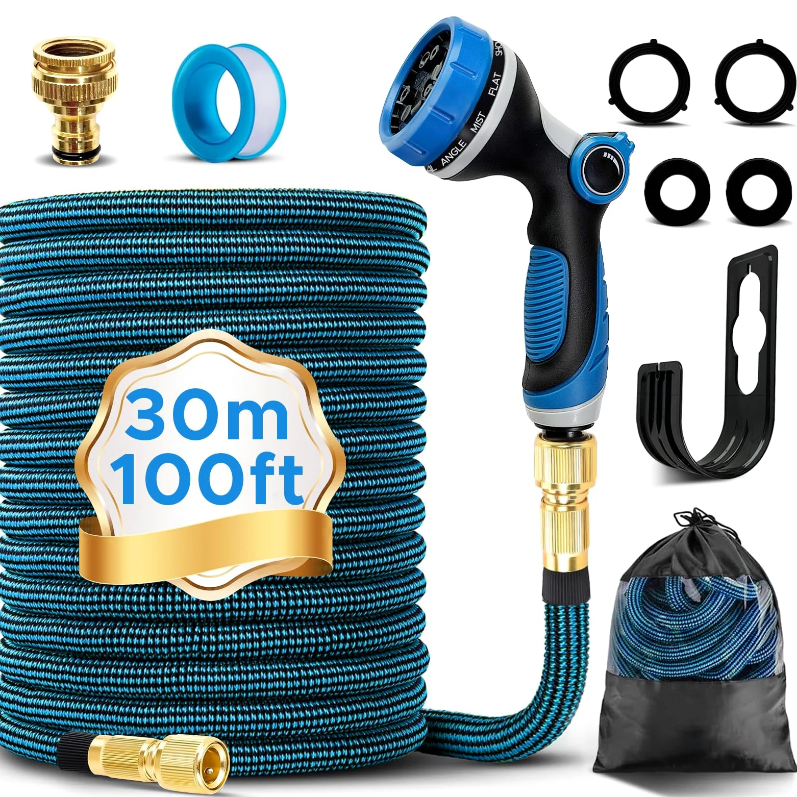 Tuyau Arrosage Extensible 30m,10 Modes,Tuyaux D'arrosage Flexible 98FT | 10 Modes d'arrosage pour Irrigation pour Jardin, Arrosage, Nettoyage avec Sac de Rangement, Laver la Voiture, Baigner Animal