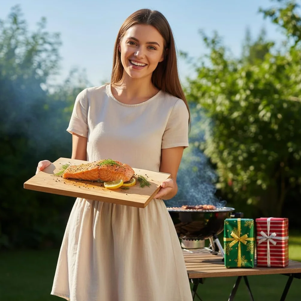 Planches de cèdre pour griller saumon, 27,9 x 12,7 cm, lot de 12, ajoute saveur fumée