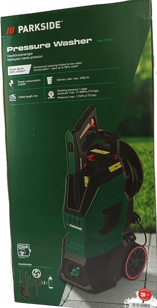 HEADNMORE® Parkside® PHD Nettoyeur Haute Pression Vert 2400 W 500 l/h 170 Bar + Porte-clés HEADNMORE®