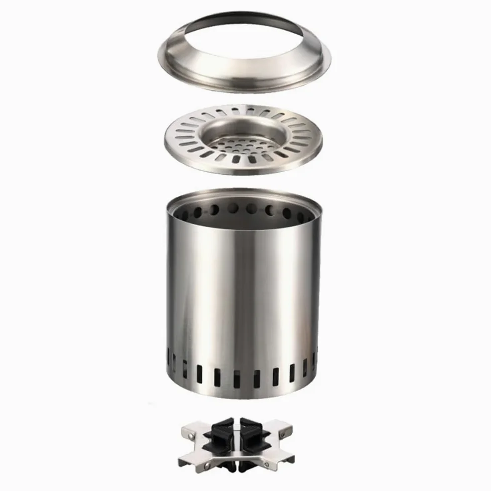 Foyer d'extérieur portable sans fumée en acier inoxydable pour camping, jardin, terrasse, installation facile, rangement compact