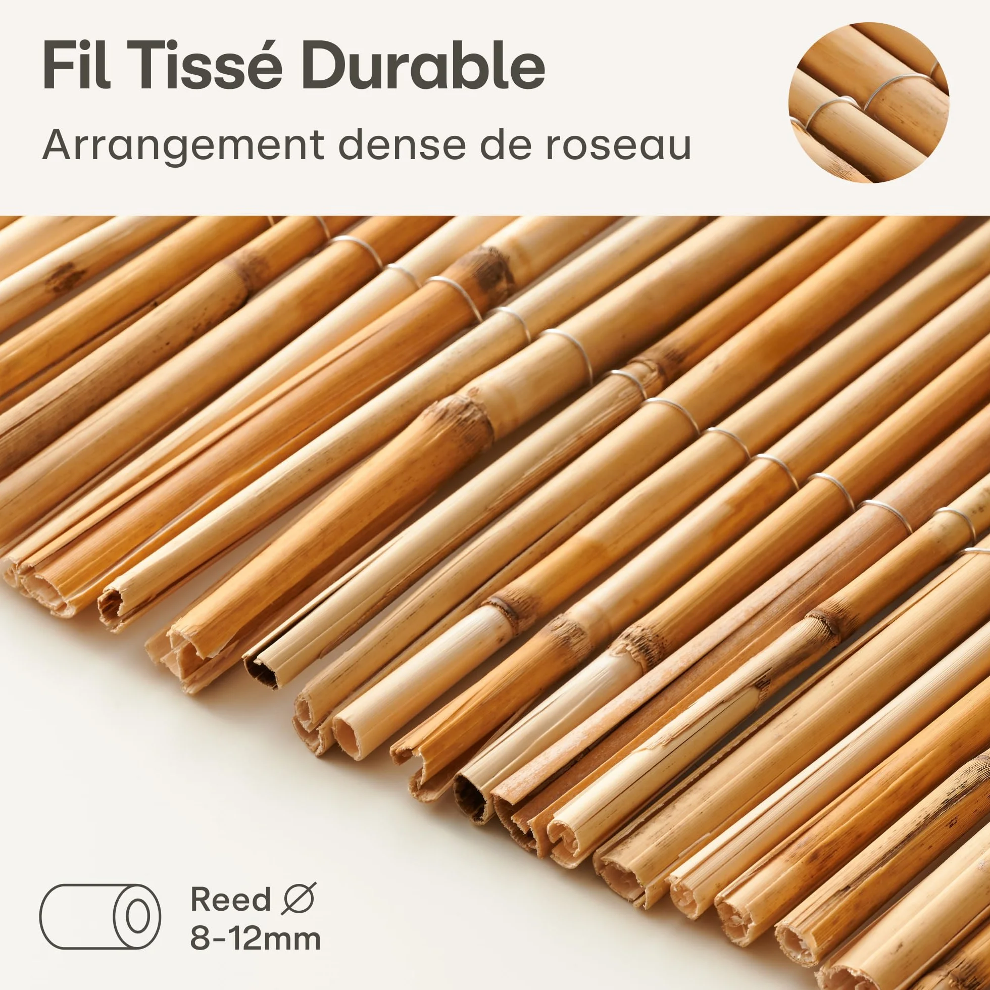Canisse Roseau Naturel 1m x 3m FSC Certifié 100x300cm pour Balcon Jardin
