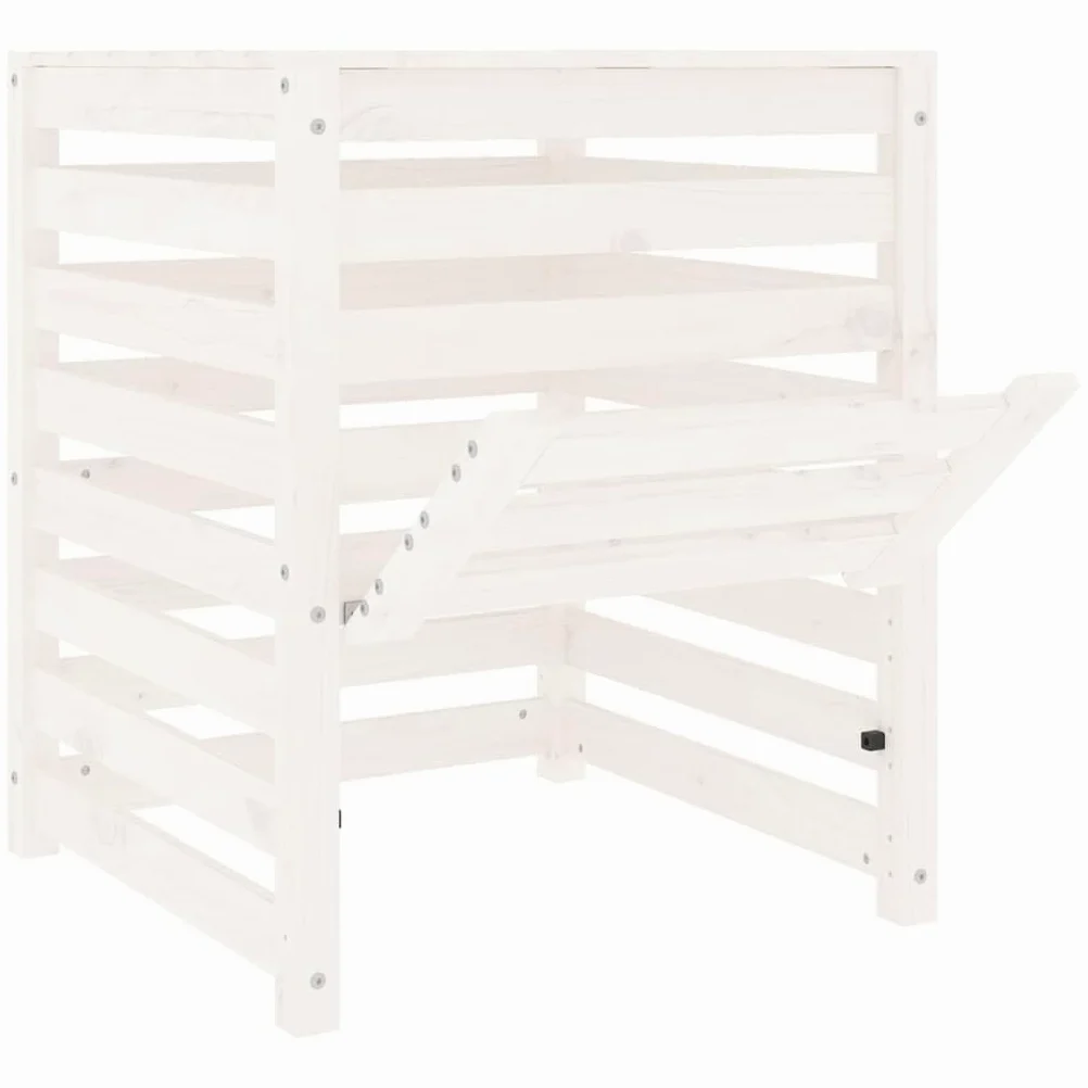 Composteur en Bois, Composteur de Jardin Bac à Compost Blanc 63,5x63,5x77,5 cm Bois Massif de pin