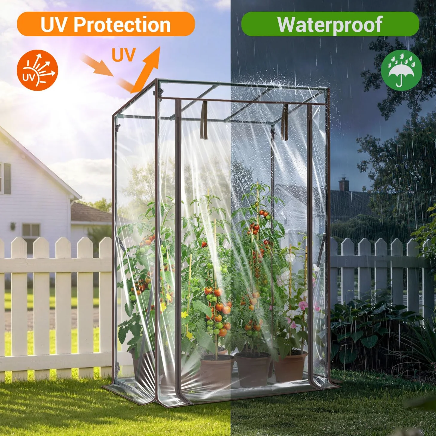 Ohuhu Petite serre en film plastique de qualité supérieure - Pour balcon, serre à tomates - Serre pour balcon - Tente d'hivernage pour plantes - Stable - Résistant à l'hiver - PVC - 100 x 50 x 152 cm
