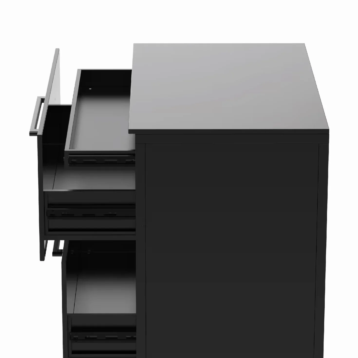 Cuisine extérieure 110 Module tiroirs Plan de Travail HPL 15 mm Acier galvanisé thermolaqué Noir Mat 90x110x60 cm