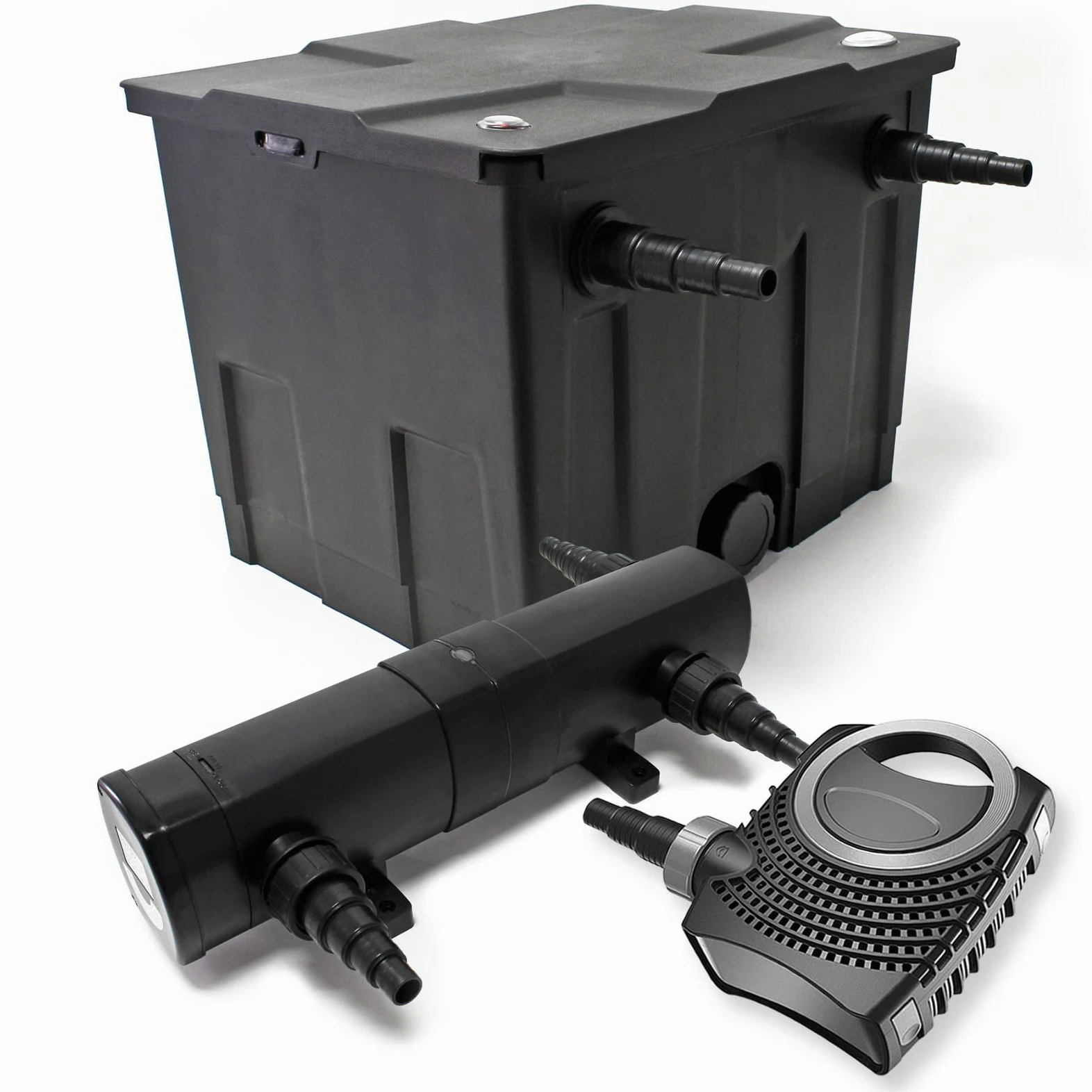 Wiltec Kit complet: CBF-350 Filtre de bassin jusqu'à 12000 L Biologique, NEO10000 SuperECO pompe de filtration 10000l/h 80W, CUV-218 lampe uv UVC Clarificateur avec 18W