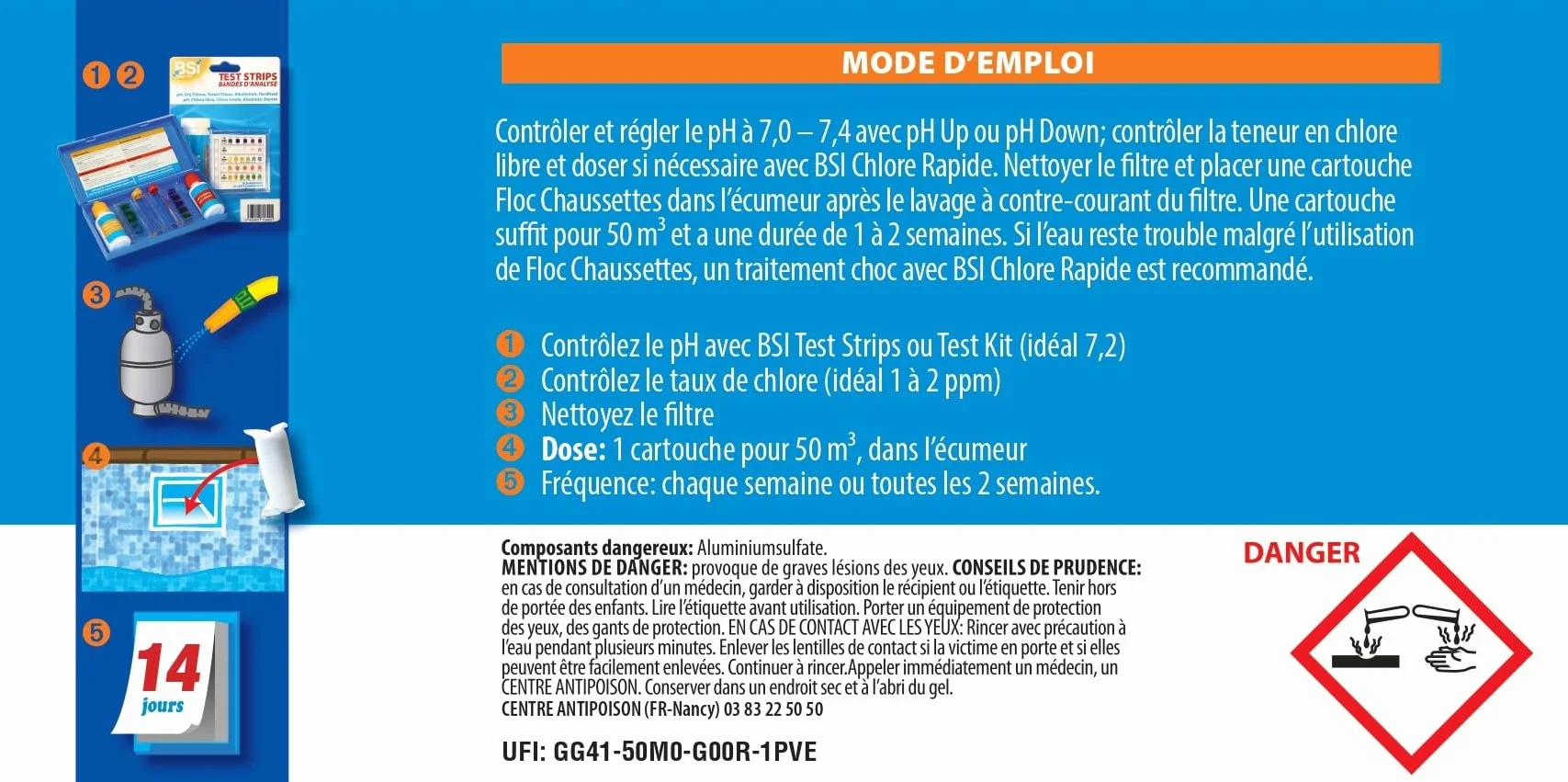 Chaussettes Floculantes Longue Durée Spécial Piscine 8 x 125g