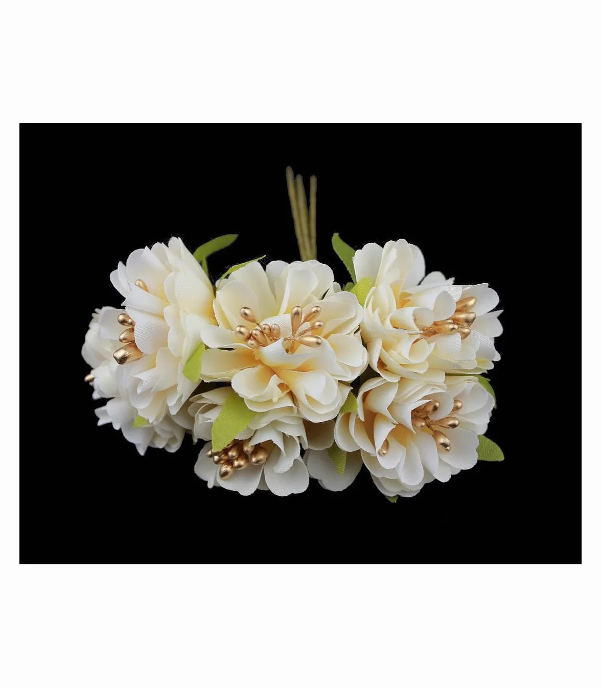 BOUQUET 6 FLEURS EN TISSU CRÈME