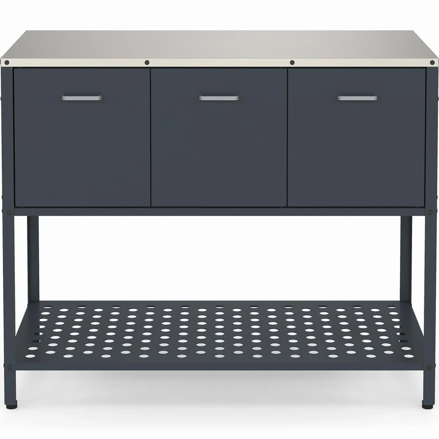 Meuble de Cuisine extérieure Pareo 3 Portes avec étagère en Acier Gris Anthracite
